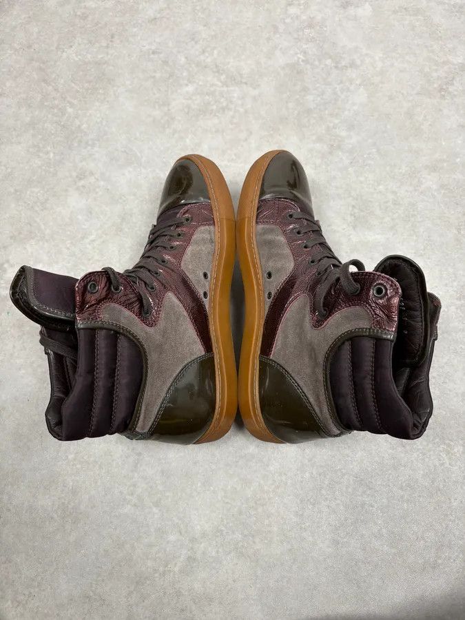 Lanvin Lanvin Bordeaux & Grey High Top Leather Sneakers Size US 9.5 / EU 42-43 - 6 Thumbnail