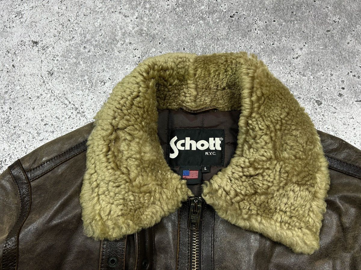 Schott × Vintage Schott Brown Leather b-3 jacket shearling Size US L / EU 52-54 / 3 - 6 Thumbnail