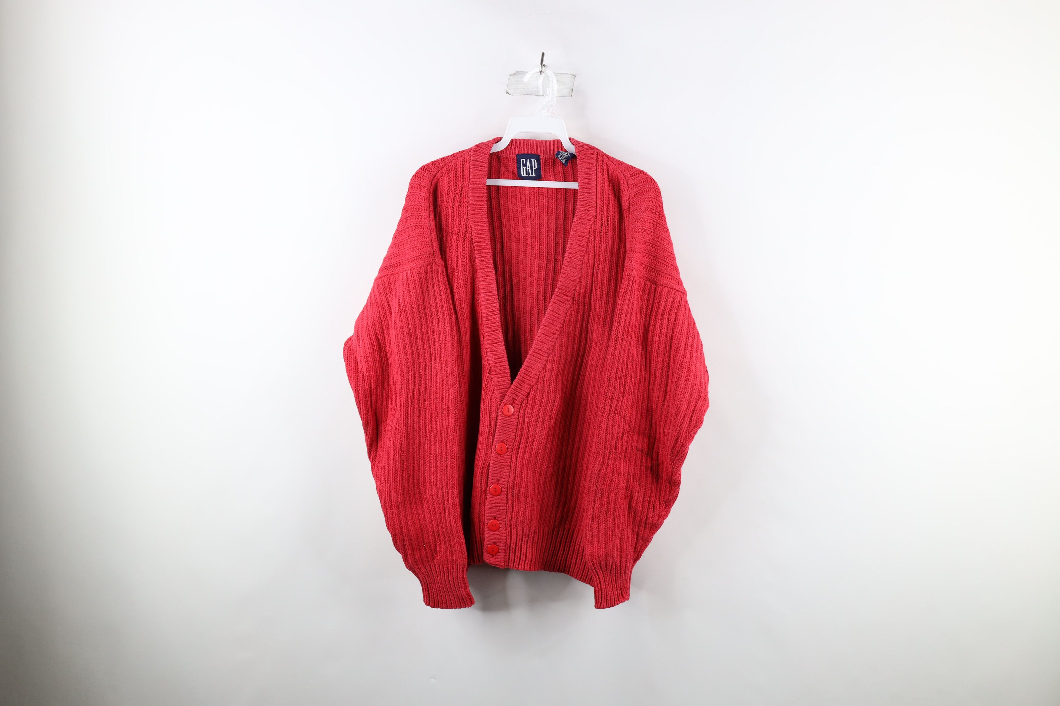 Gap × Vintage Vintage 90s Gap Heavyweight Ribbed Knit Cardigan Sweater Size US M / EU 48-50 / 2 - 1 Thumbnail