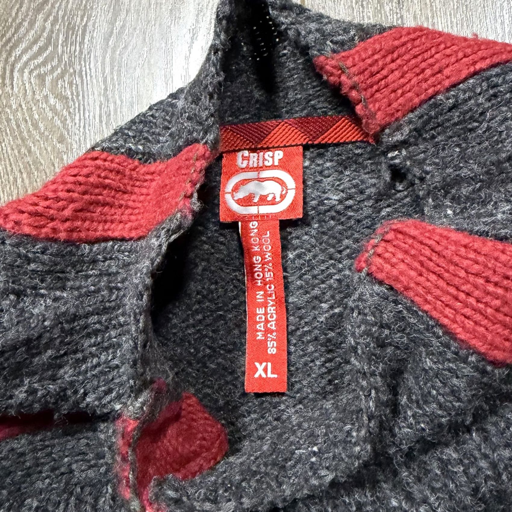 Ecko Unltd. Y2K Ecko Unltd Knit Sweater XL Gray Red Stripe Raglan Hip Hop Pullover Chunky Size US XL / EU 56 / 4 - 5 Thumbnail