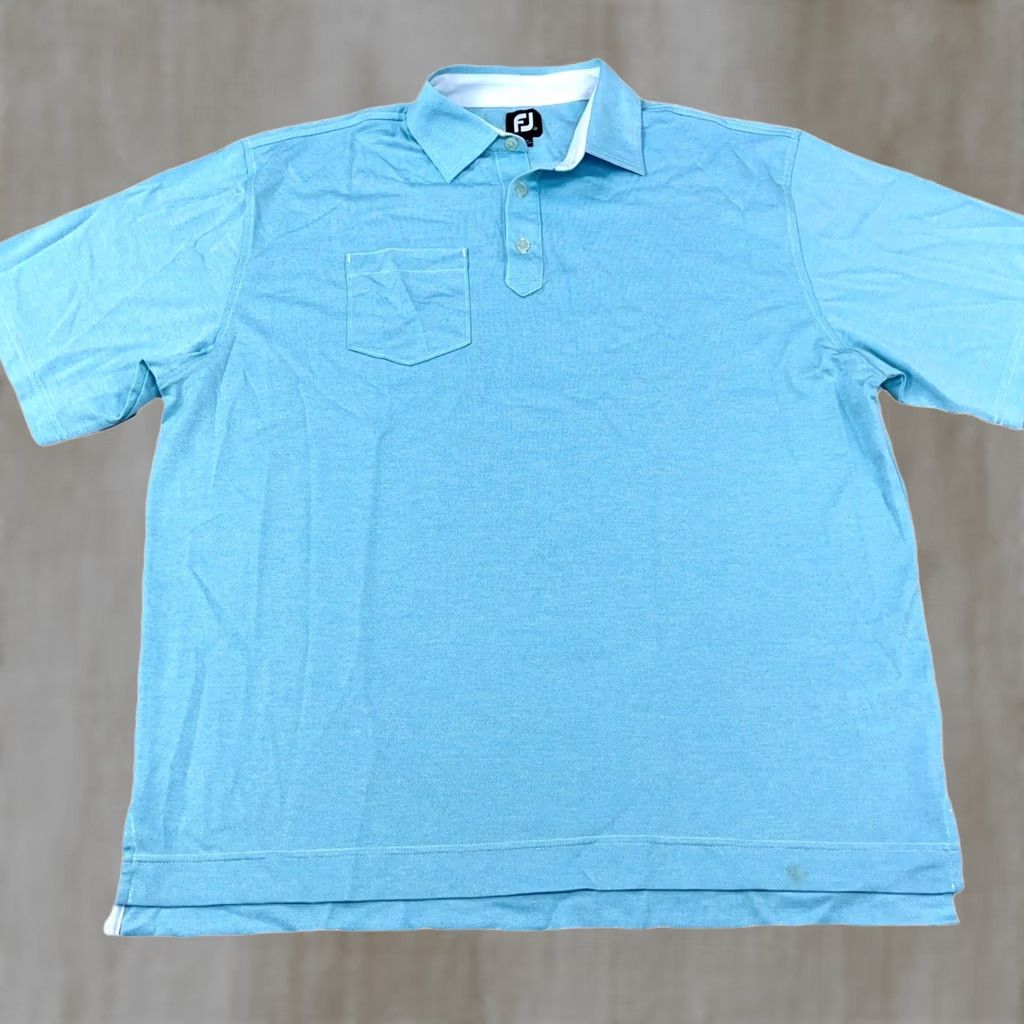 Footjoy Foot Joy Polo Shirt Men XL Light Blue Performance Golf Flat Pocket Stretch Size US XL / EU 56 / 4 - 1 Thumbnail