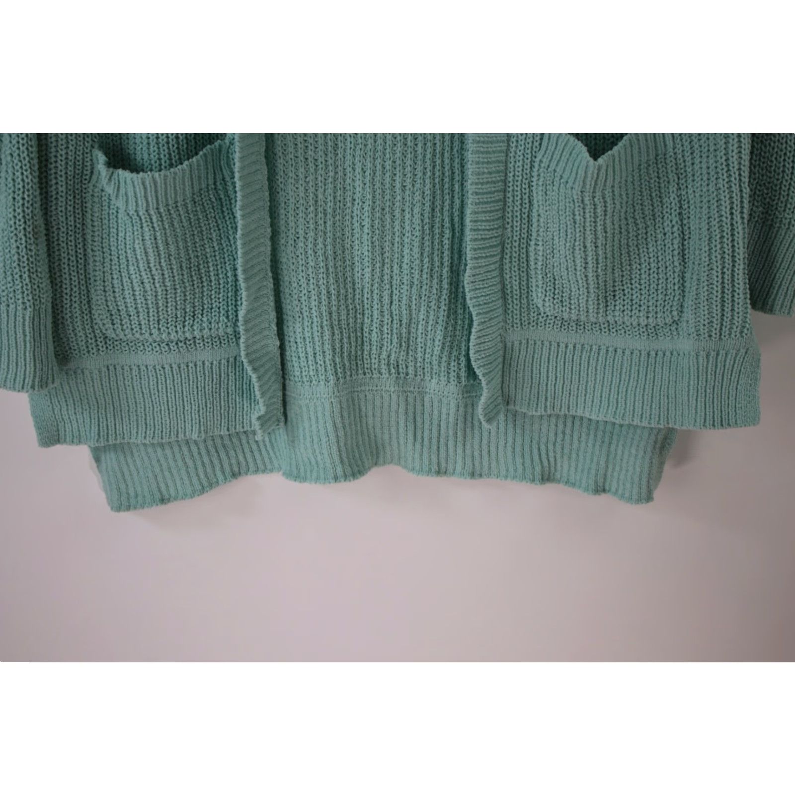 Vintage Wild Fable Cardigan Womens Medium Pale Mint Open Front Oversized Pockets Knit Size M / US 6-8 / IT 42-44 - 6 Thumbnail