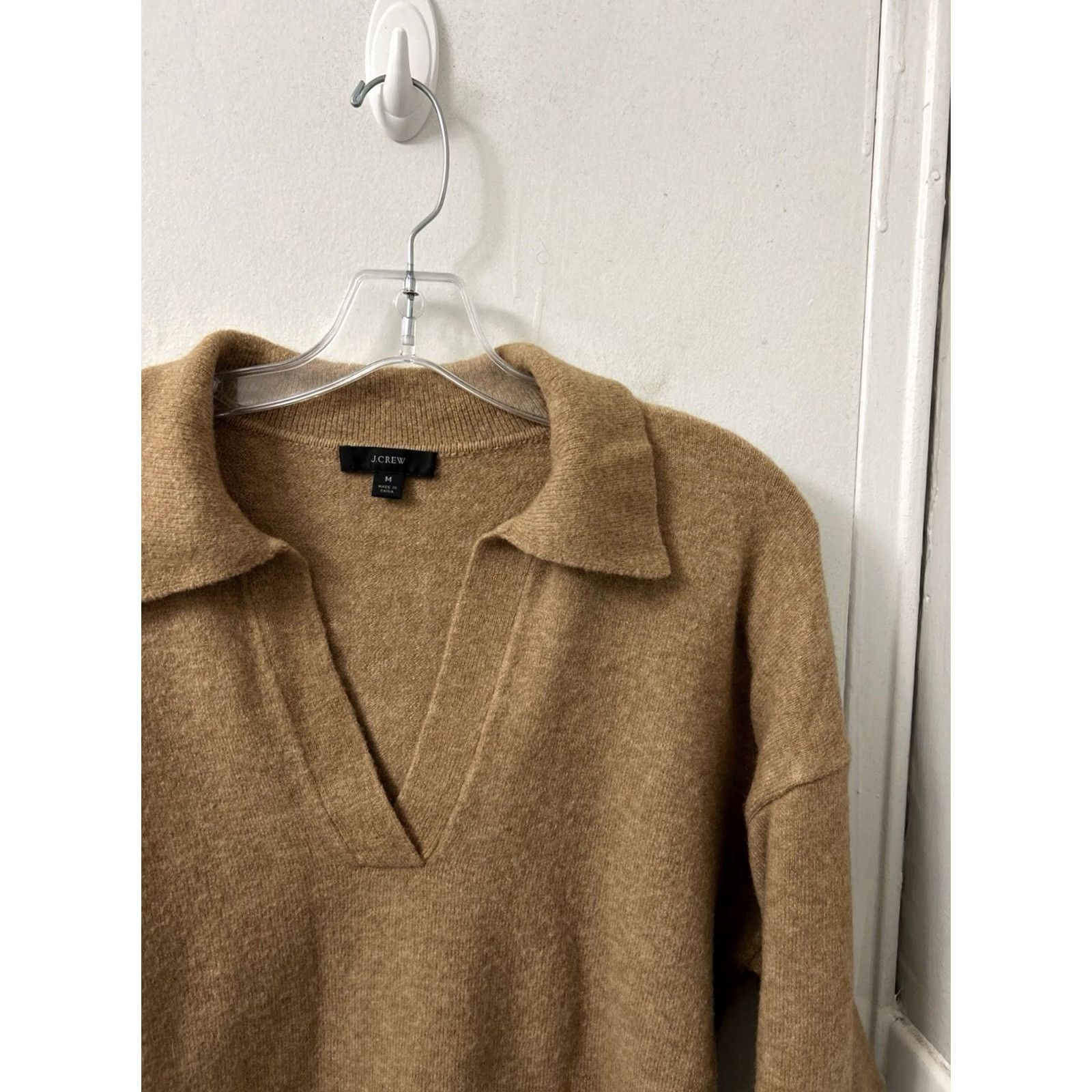 Vintage J Crew V-Neck Polo Sweater Womens Medium Brown Merino Wool Alpaca Blend Pullover Size M / US 6-8 / IT 42-44 - 4 Thumbnail