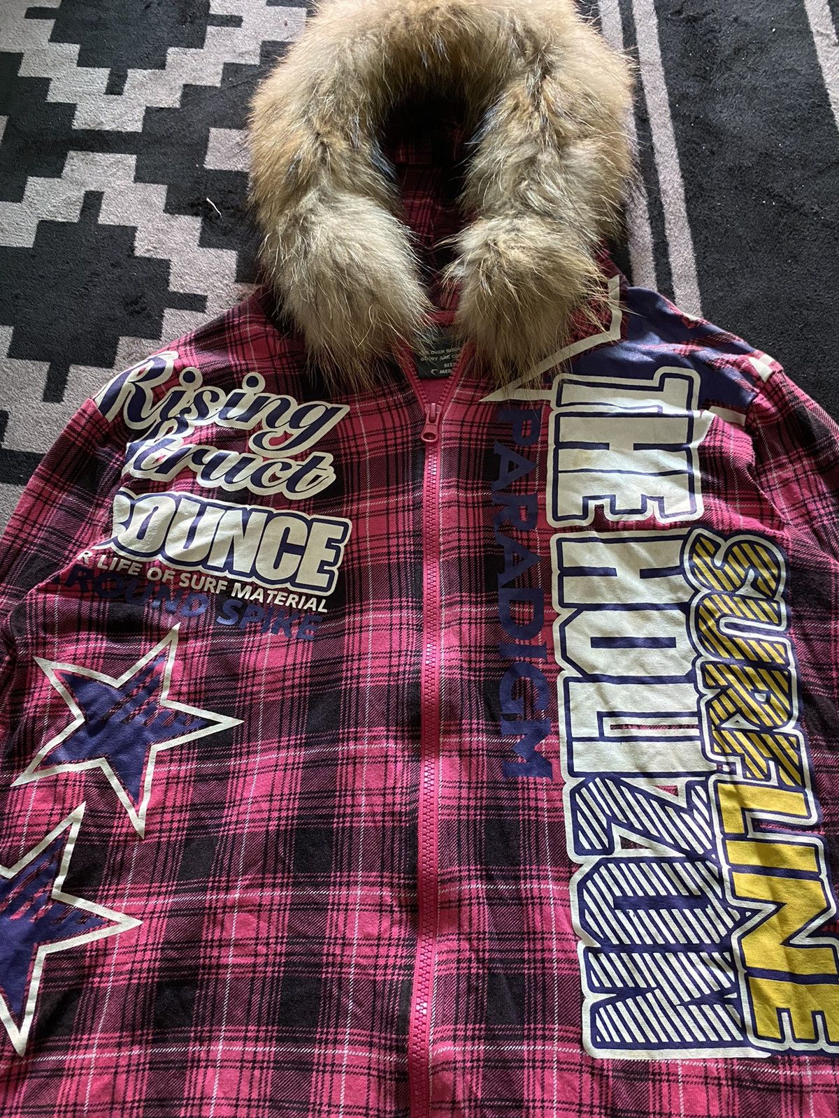 Beauty Beast Oblo design tartan faux fur y2k hoodie Size US M / EU 48-50 / 2 - 5 Thumbnail