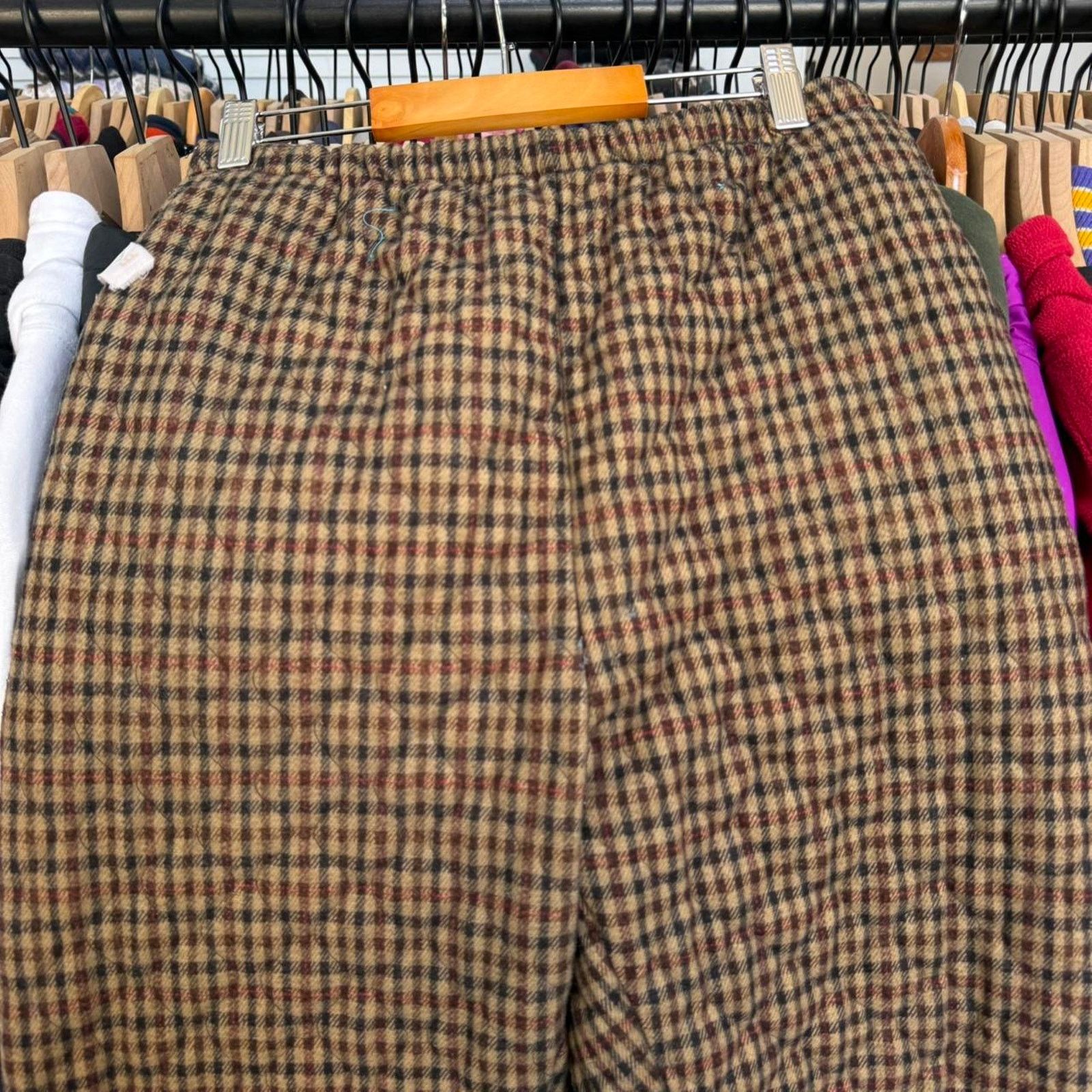 Other Vintage 70s or 80s Chinese Plaid Thick Pants, Super Unique Size US 28 / EU 44 - 1 Thumbnail