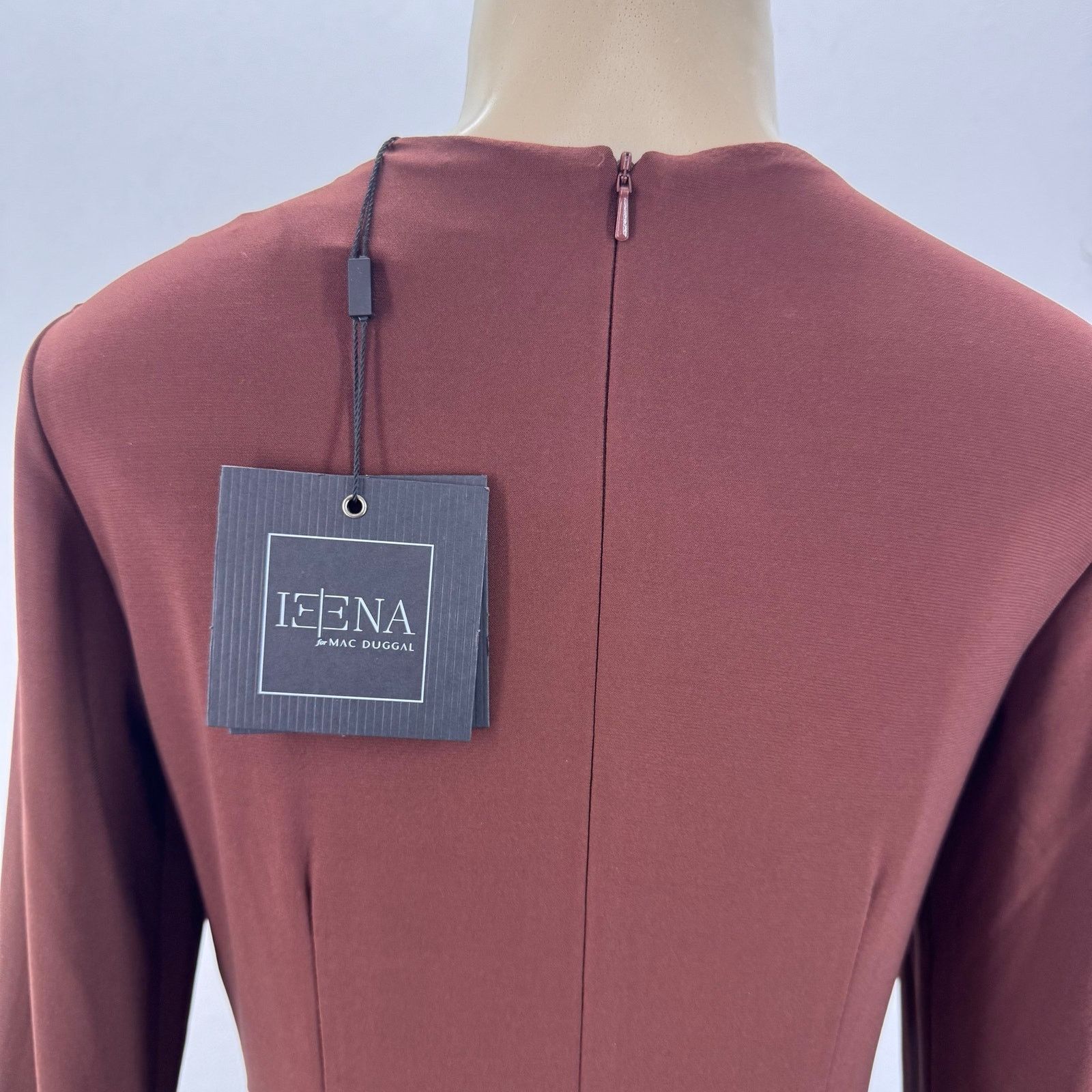 Mac Duggal Mac Duggal Chocolate Long Sleeve Keyhole Draped Jersey Dress Size XS / US 0-2 / IT 36-38 - 5 Thumbnail