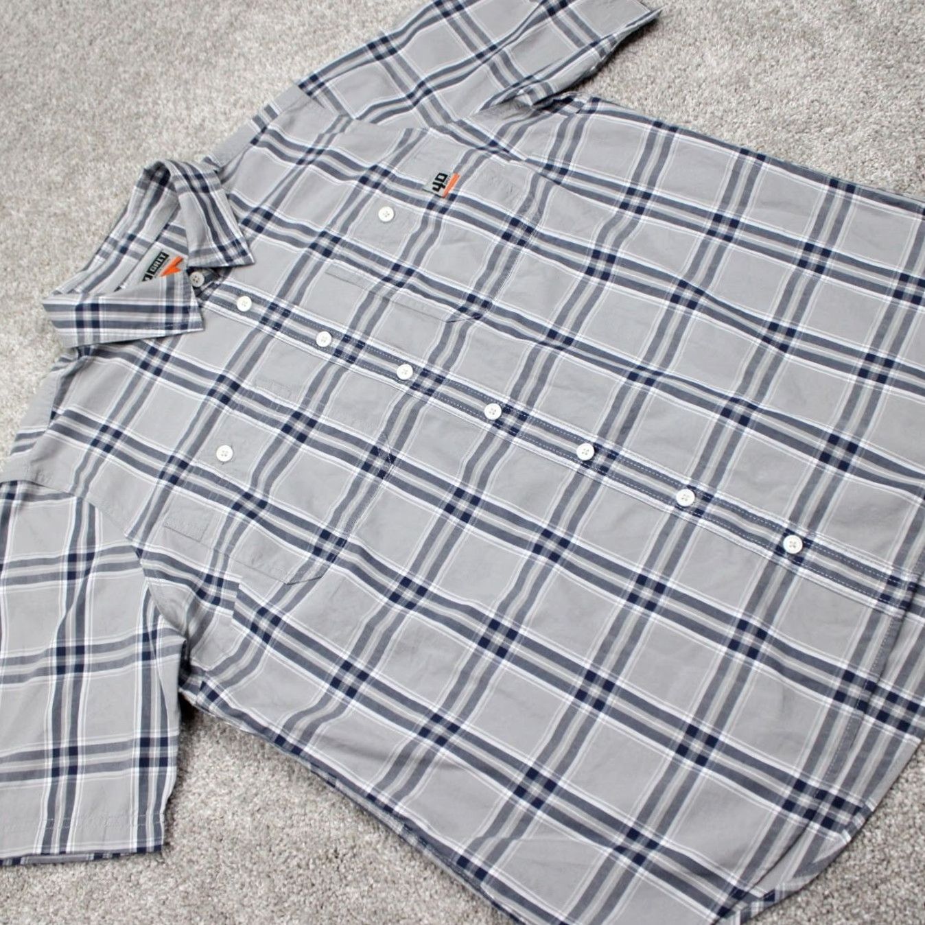 Vintage 40 Grit Shirt Womens XL Gray/Blue Plaid 100% Cotton Short Sleeve Button Up Size XL / US 12-14 / IT 48-50 - 7 Thumbnail