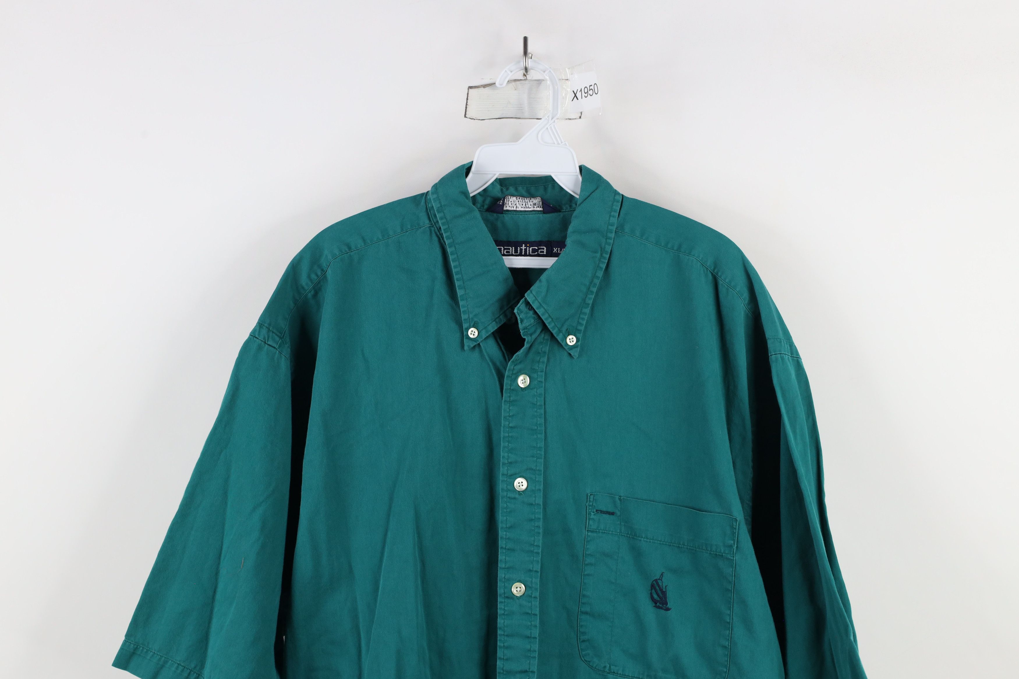 Nautica × Vintage Vintage 90s Nautica Short Sleeve Collared Button Down Shirt Size US XL / EU 56 / 4 - 2 Thumbnail
