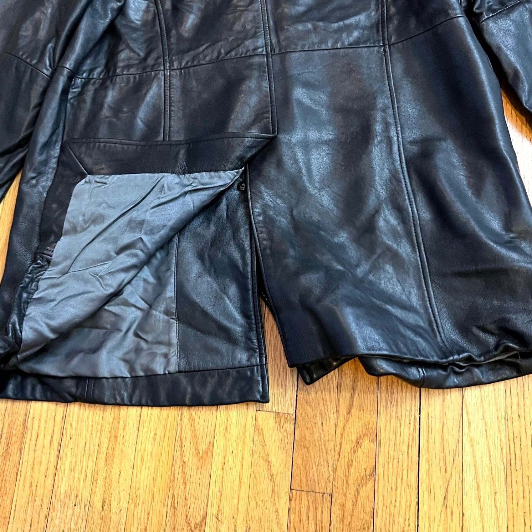 Vintage VINTAGE 111 STATE Leather Jacket Womens Medium Black Motorcycle Jacket Long Button Y2K Size M / US 6-8 / IT 42-44 - 4 Thumbnail