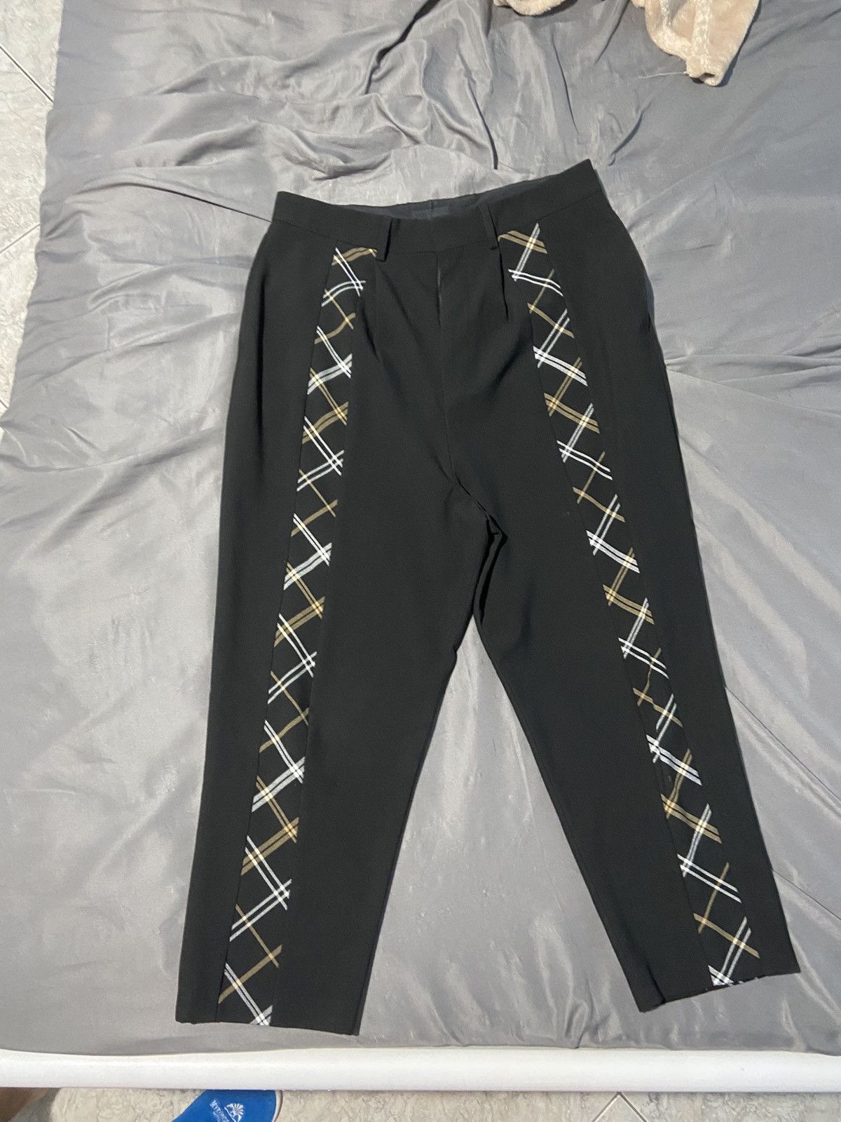 Asos ASOS DESIGN drop crotch trouser with checked front stripe Size US 32 / EU 48 - 3 Thumbnail