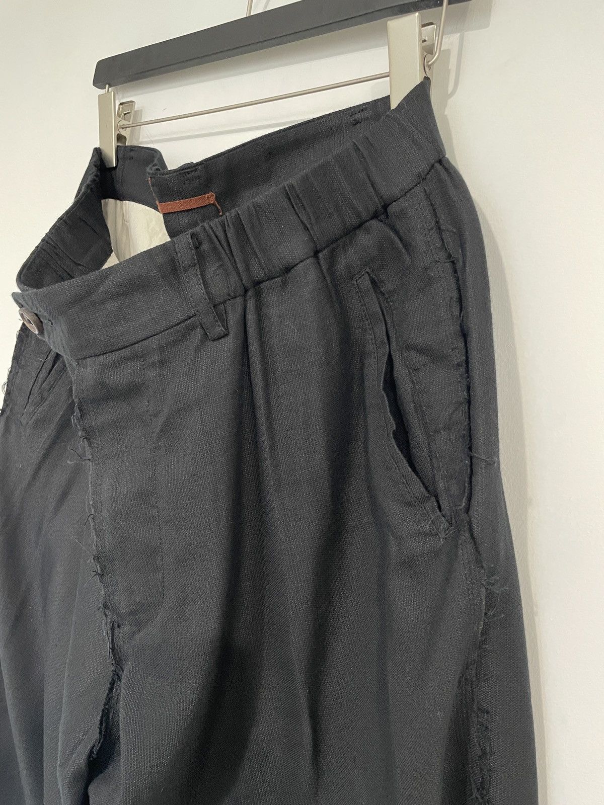 Ziggy Chen SS20 RAW EDGE COTTON LINEN VISCOSE CROPPED TROUSERS Size US 34 / EU 50 - 3 Thumbnail