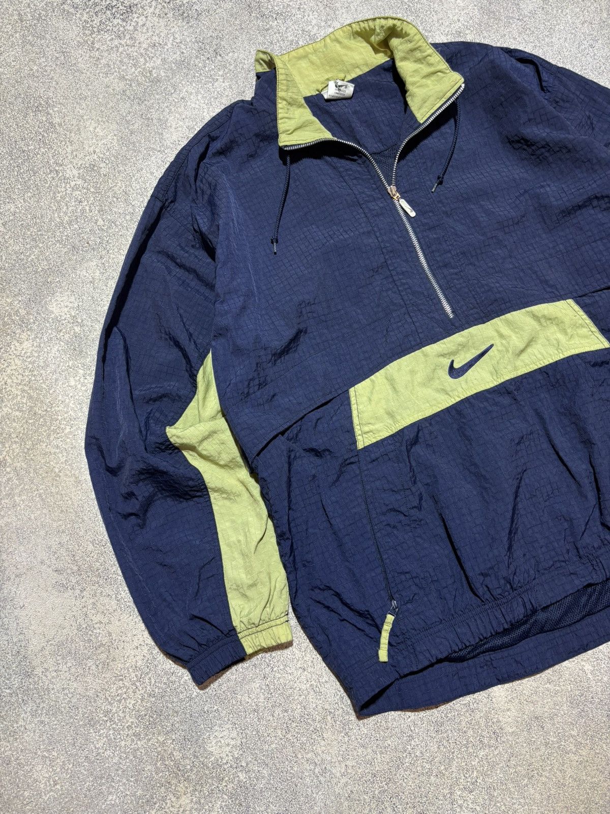 Nike × Vintage Nike 90s Vintage Nylon Center Swoosh Baggy Anorak Jacket Size US L / EU 52-54 / 3 - 3 Thumbnail