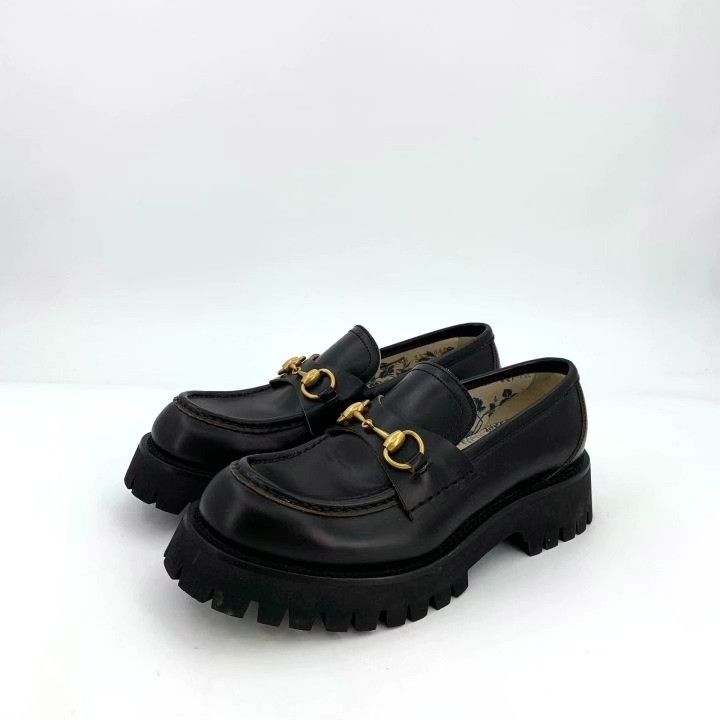 Gucci Gucci Black Horsebit Platform Leather Loafers Size US 8.5 / IT 38.5 - 1 Thumbnail