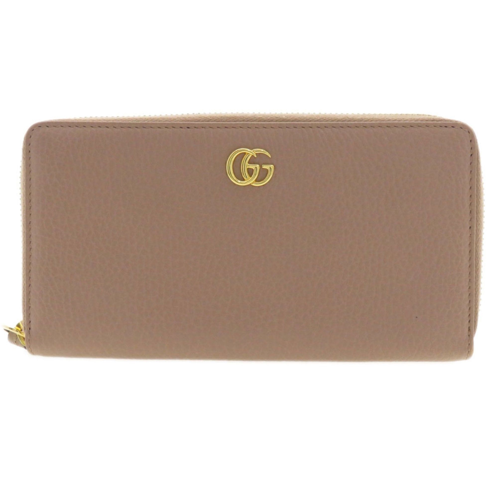 image of Gucci 456117 GG Marmont Long Wallet Calf Leather Women's in Pink
