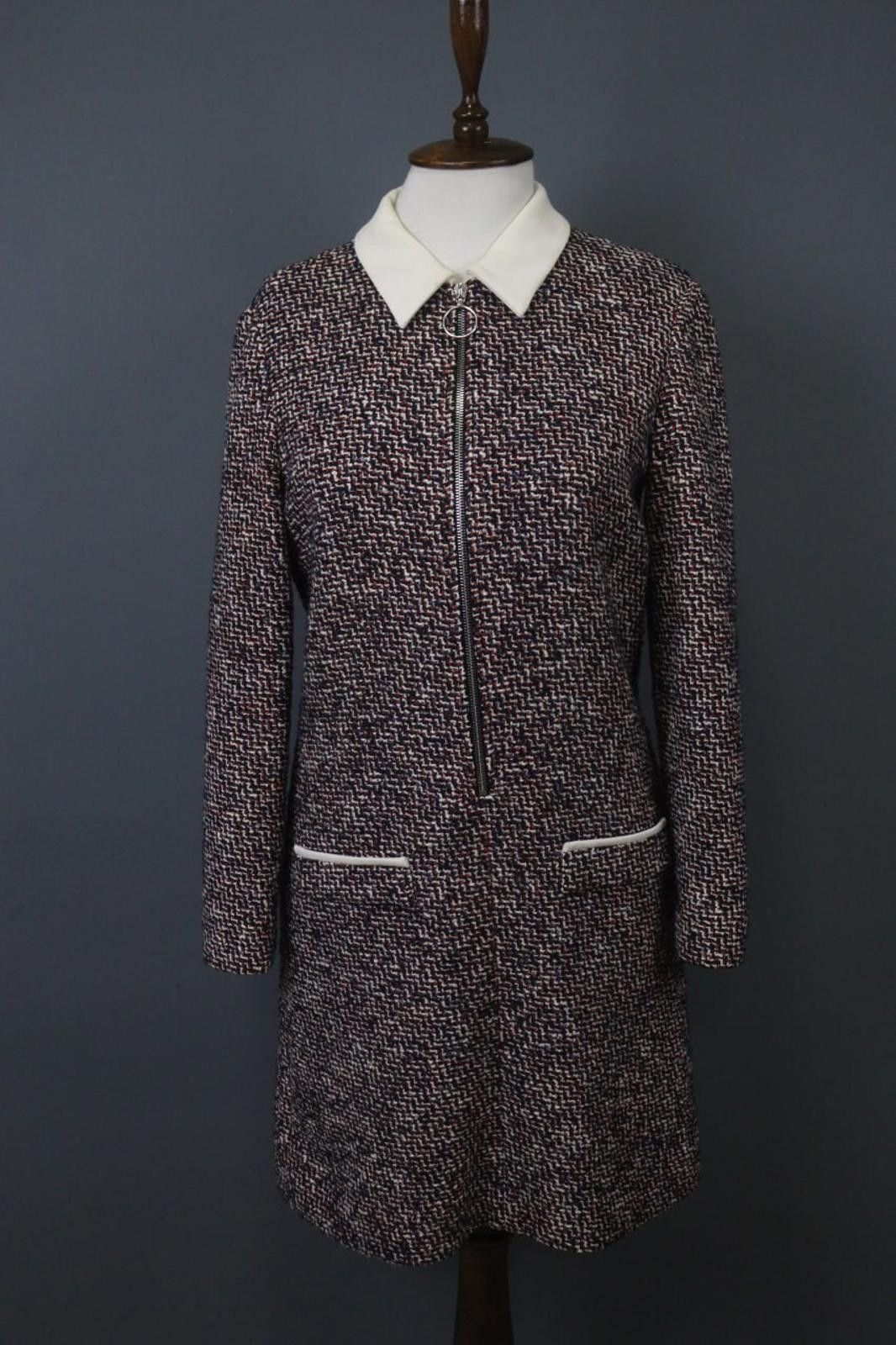 Other Maje Multicolor Cotton Knitted Half Zip Shirt Dress Size 3 Size M / US 6-8 / IT 42-44 - 1 Thumbnail