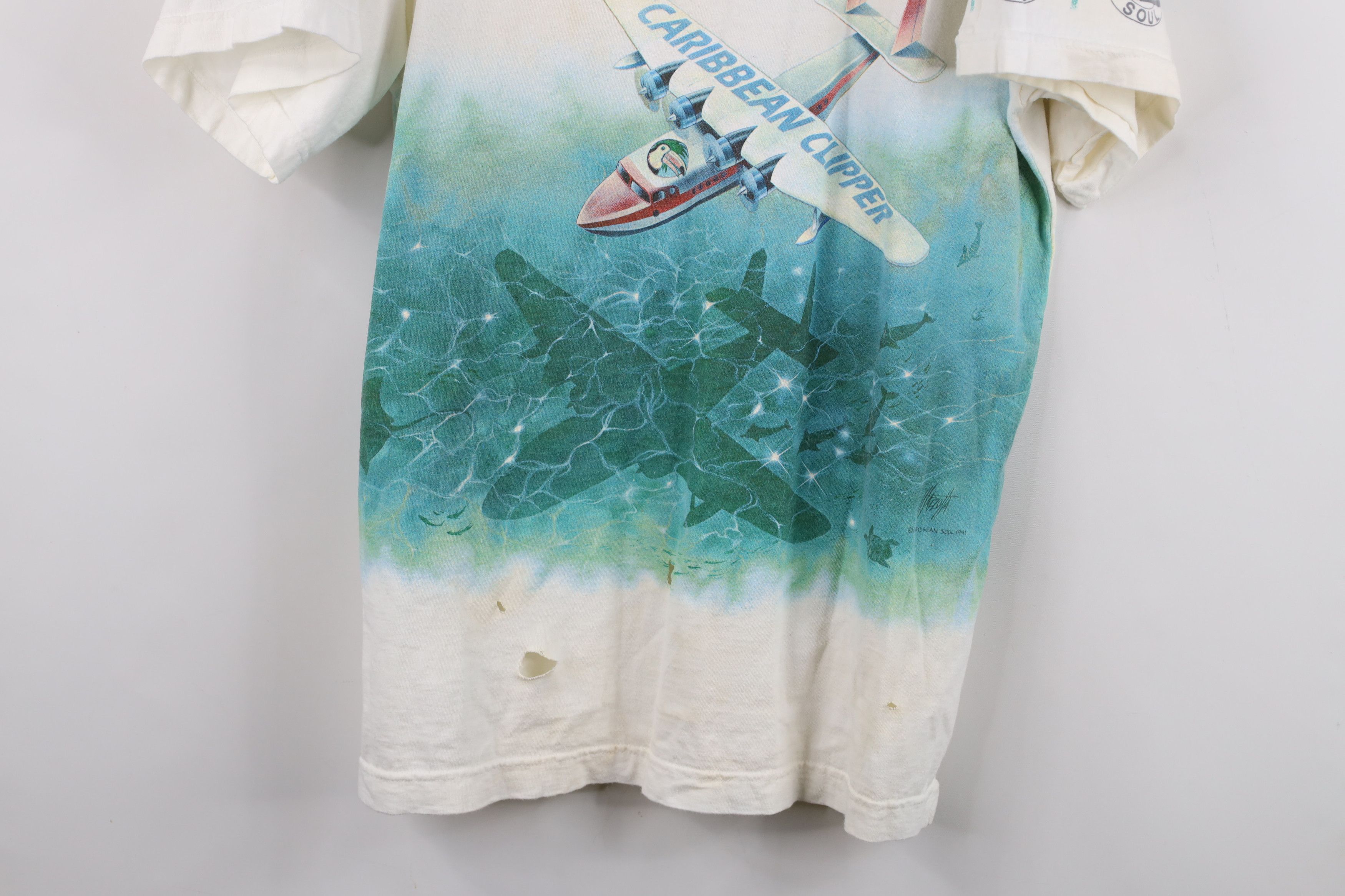 Vintage Vintage 90s Streetwear Caribbean Clipper Plane T-Shirt USA Size US L / EU 52-54 / 3 - 3 Thumbnail