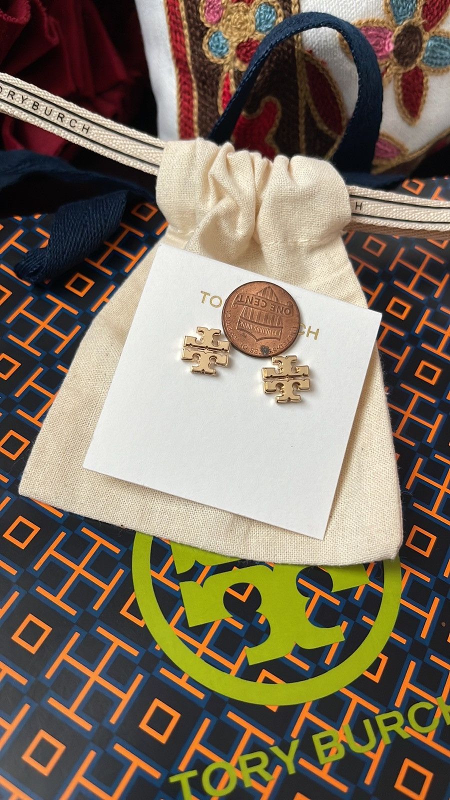 Tory Burch Tory Burch Women's Small Logo Stud Earrings (Tory Gold) With Size ONE SIZE - 8 Thumbnail