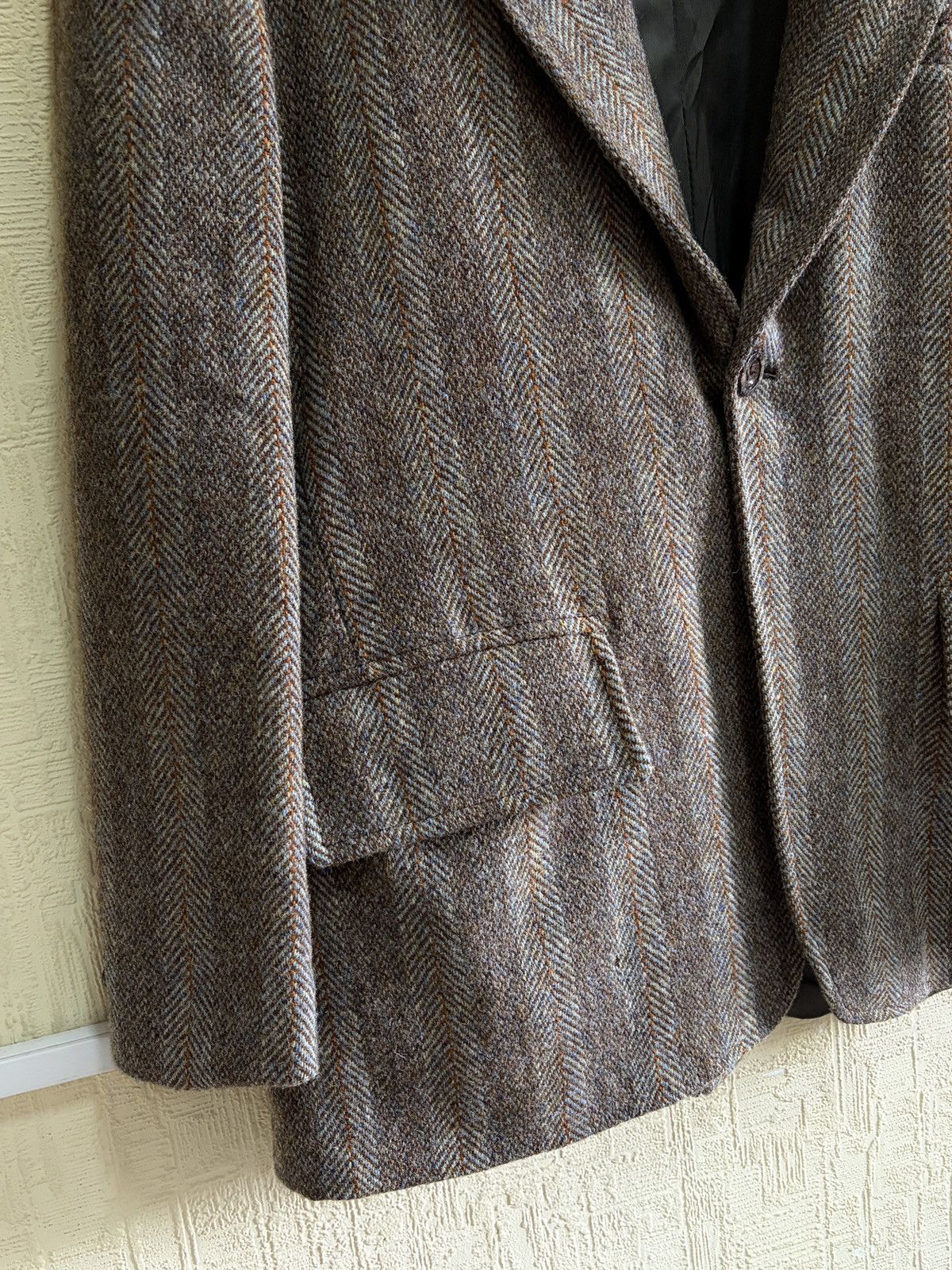Harris Tweed Rare Vintage 60s Harris Tweed Herringbone Wool Blazer 44 Size 44R - 13 Thumbnail