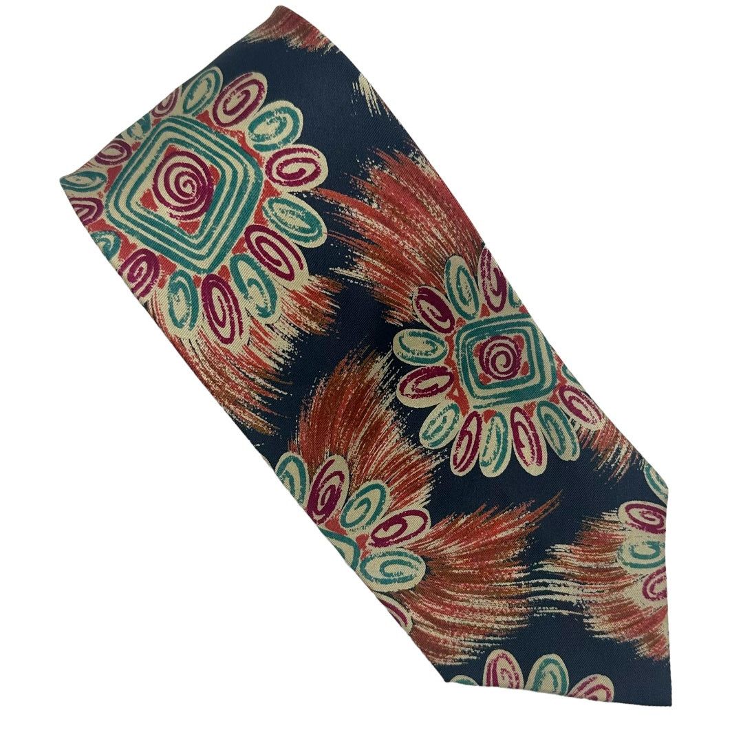 Other Passione Uomo Silk Floral Abstract Tie Wearable Art Blue Red Size ONE SIZE - 5 Thumbnail