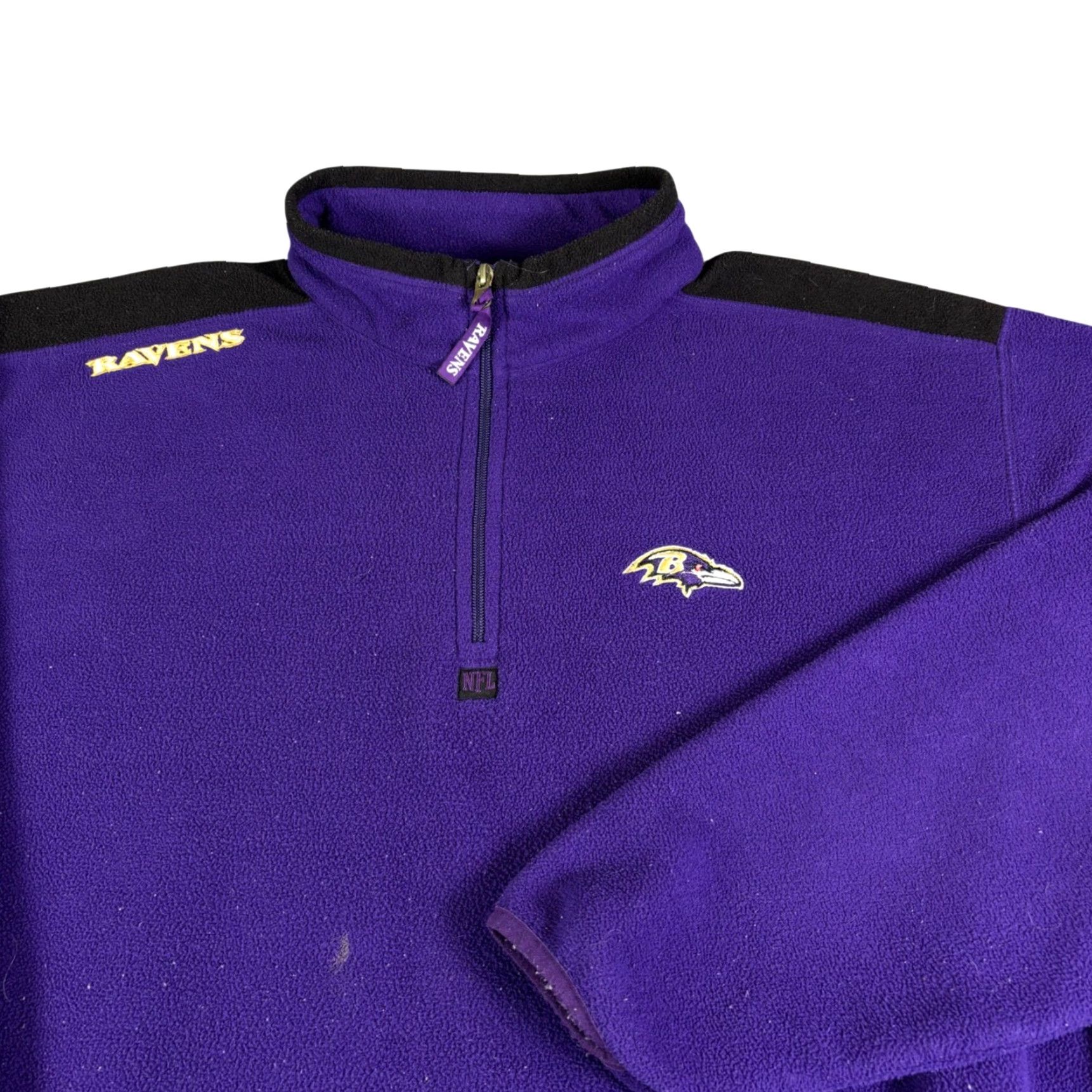 NFL NFL Team Apparel Baltimore Ravens Fleece Quarter Zip Pullover Purple Black Mens XL Size US XL / EU 56 / 4 - 2 Thumbnail
