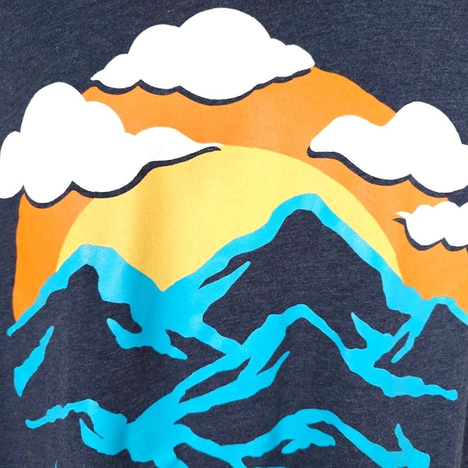 Vintage Into The AM Shirt Mens Large Blue Mountain Sunset Nature Clouds Trees Tee Size US L / EU 52-54 / 3 - 3 Thumbnail