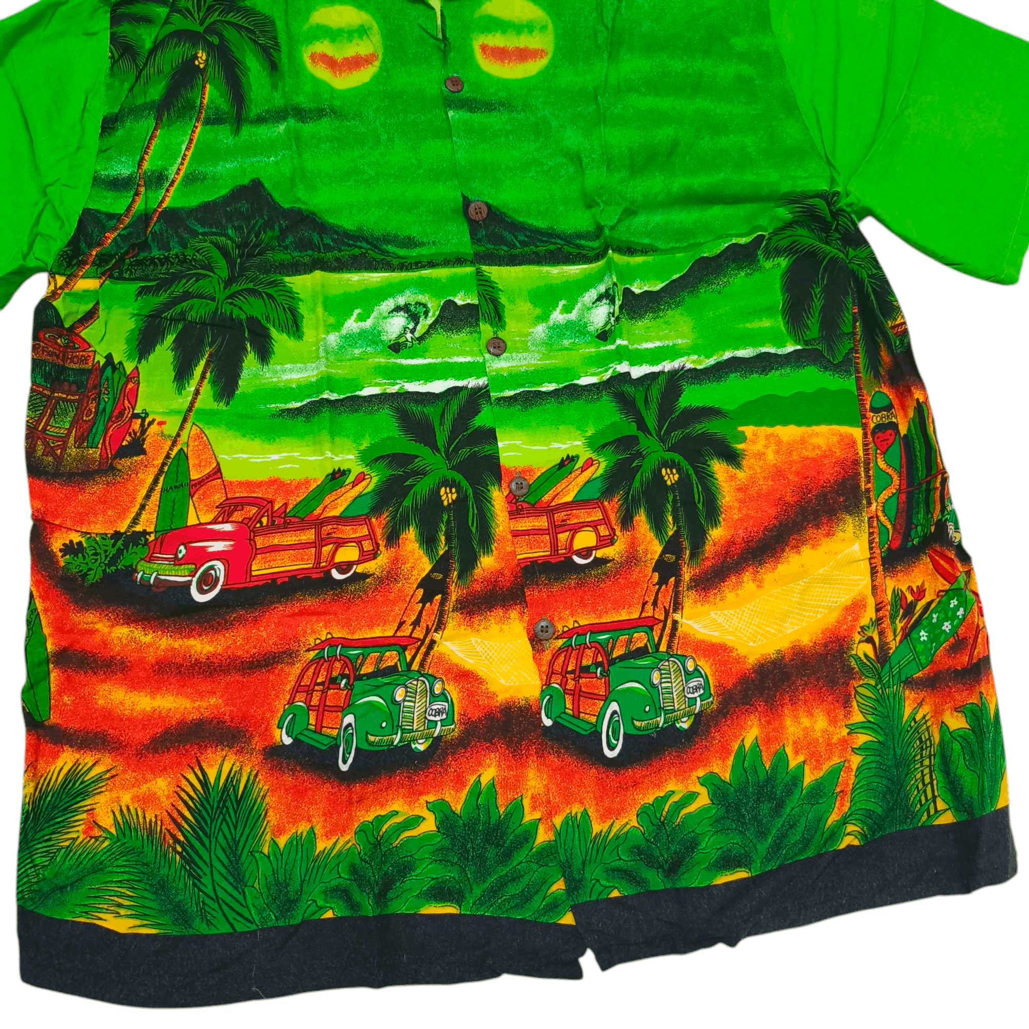 Vintage Vintage 80s Tropical Scenic Border Print Rayon Aloha Shirt Size US L / EU 52-54 / 3 - 5 Thumbnail