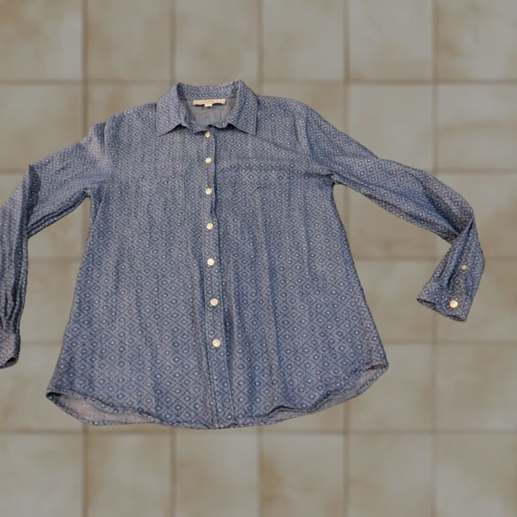 Ann Taylor Ann Taylor Loft Shirt Women Small Blue Plaid Button-Up Casual Long Sleeve breathable 100% Cotton Button-Up Top Size S / US 4 / IT 40 - 1 Thumbnail