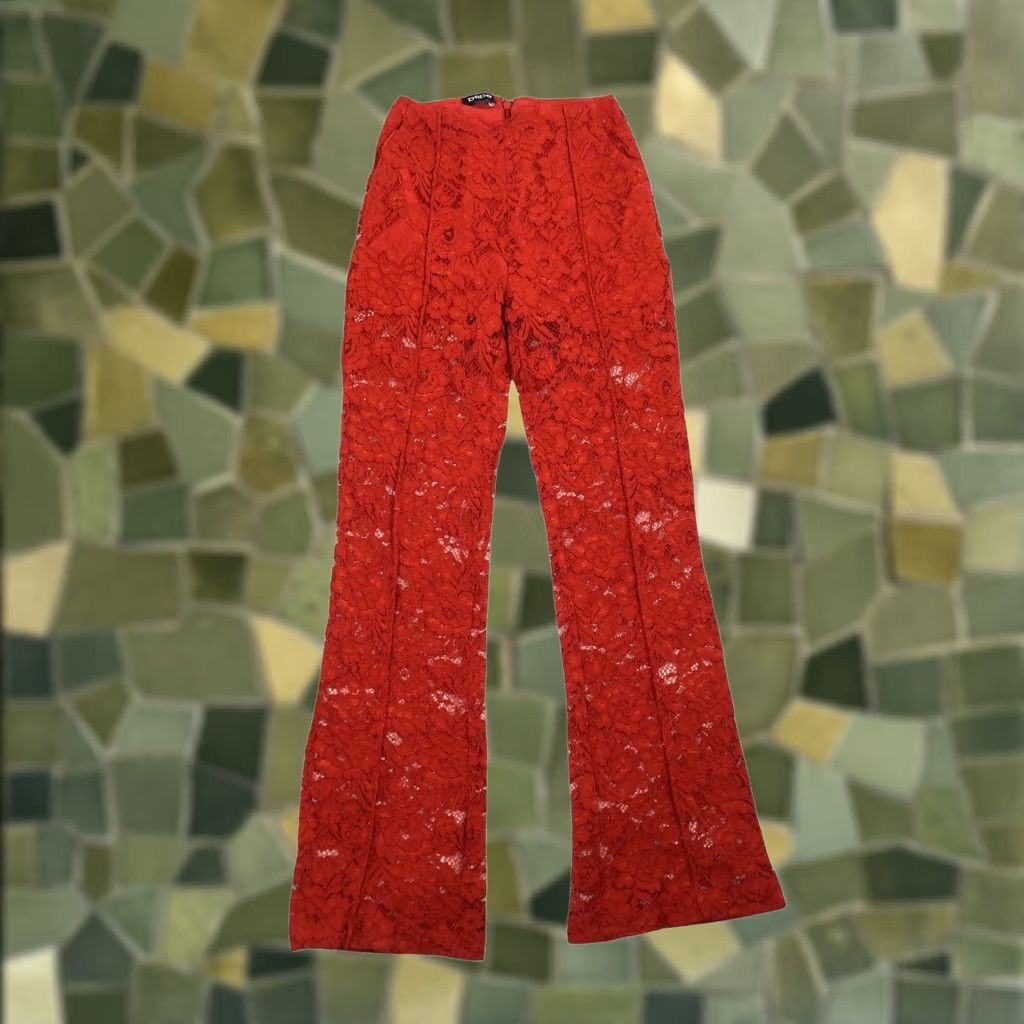 Bebe Bebe Orange Lace Flare Pants Women 0 Regular Inseam 32 Floral Bohemian Party/Cocktail Size 25" / US 0 / IT 36 - 1 Thumbnail