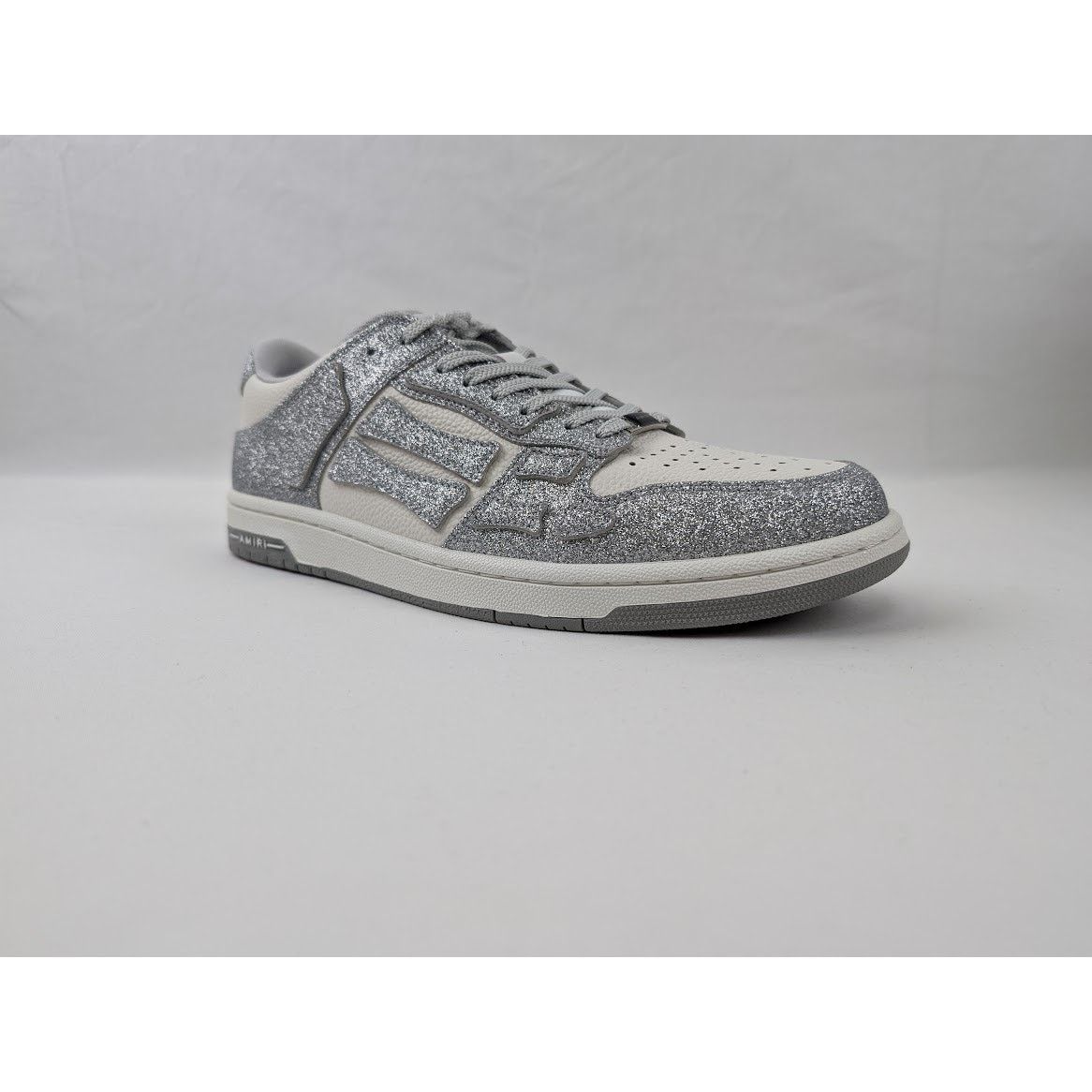 Amiri o1rshd1 Shimmer Skeleton Top Low Sneaker in Silver/White Size US 11 / EU 44 - 2 Thumbnail