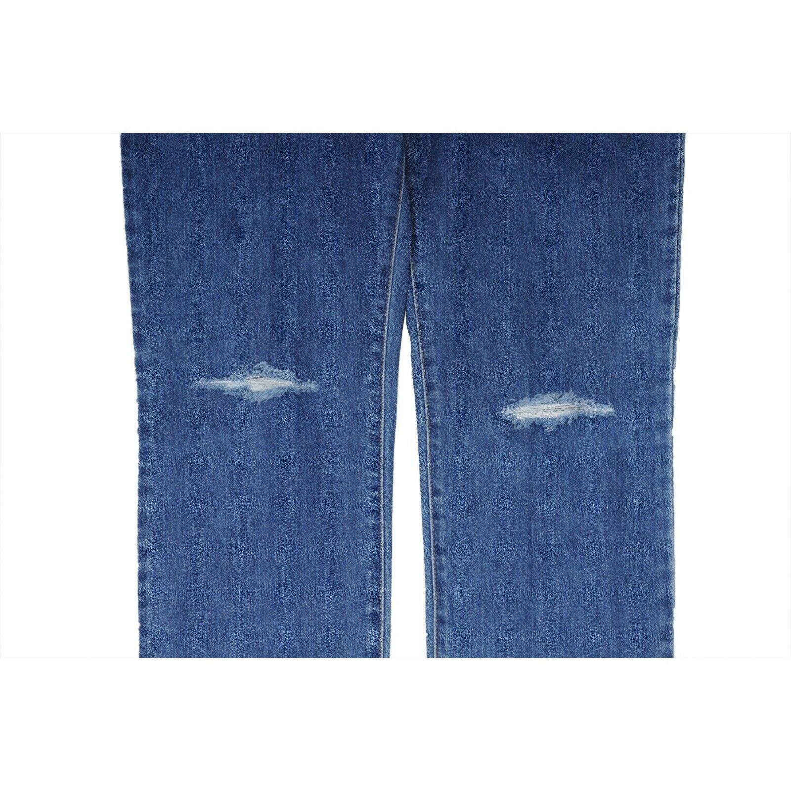 Balmain Slim Jeans Blue Indigo Knee Slashed Denim Size US 33 - 4 Thumbnail