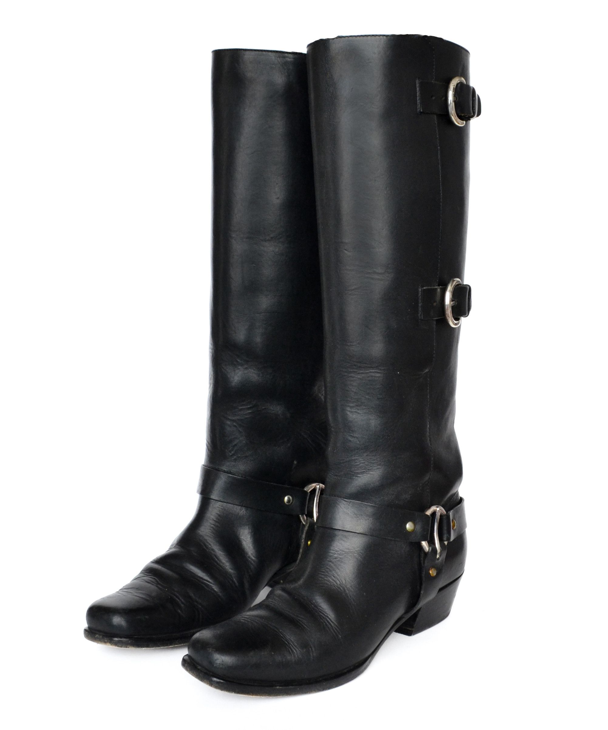 Miu Miu MIU MIU Boots Biker Tall Belt Leather Black Vintage PRADA Size US 8 / IT 38 - 2 Thumbnail