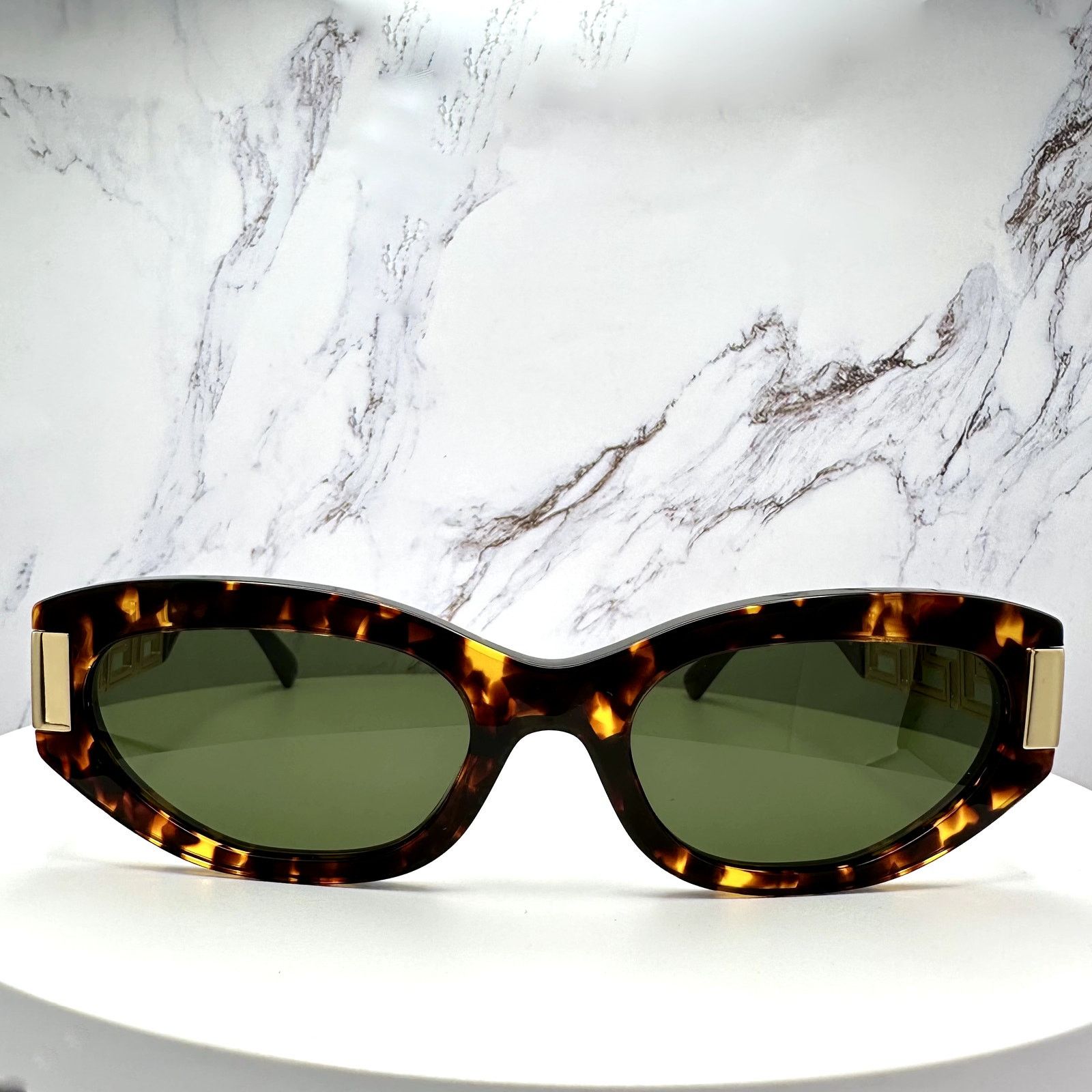 Versace New VERSACE Sunglasses Brown Gold Acetate & Metal Cat Eye Size ONE SIZE - 2 Thumbnail