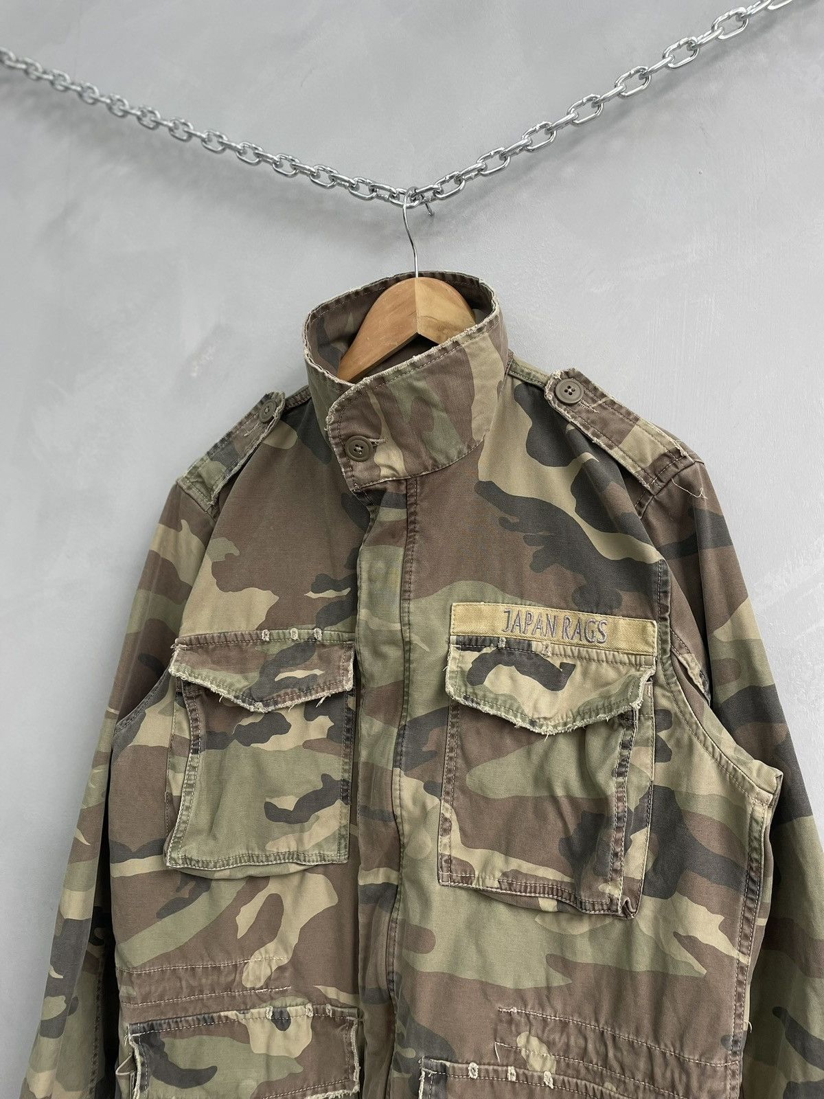 Diesel × Japanese Brand × Junya Watanabe Vintage distressed camo Japan Rags schott style jacket Size US M / EU 48-50 / 2 - 7 Thumbnail