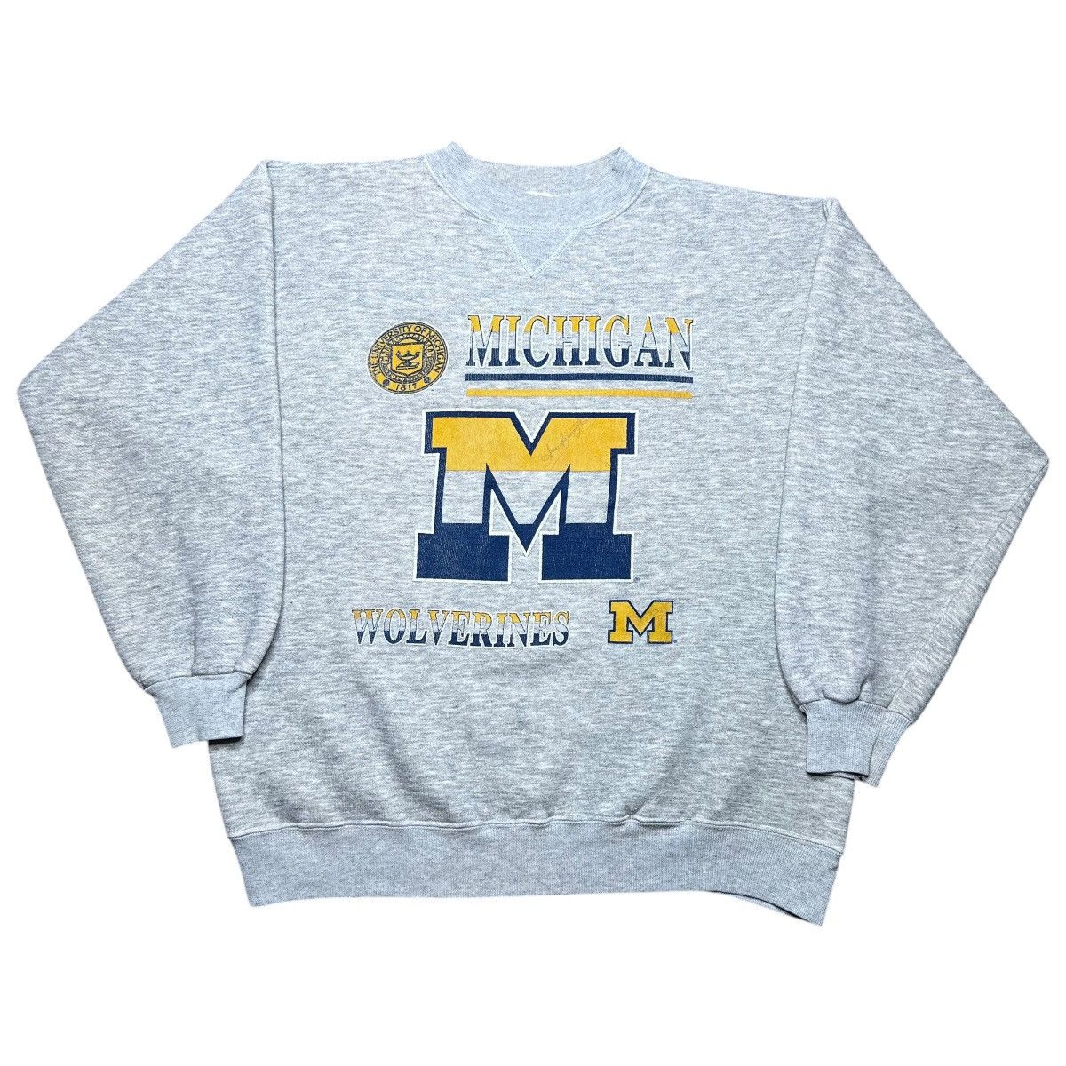 NCAA Vintage 1990s NCAA Michigan Wolverines Spell Out Sweatshirt Size US L / EU 52-54 / 3 - 1 Thumbnail