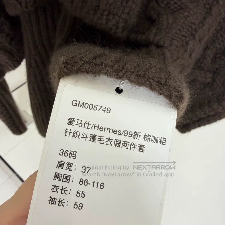 Hermes Hermes Brown and Caramel Coarse Knit Cloak Sweater Two-Pie Size XS / US 0-2 / IT 36-38 - 6 Thumbnail