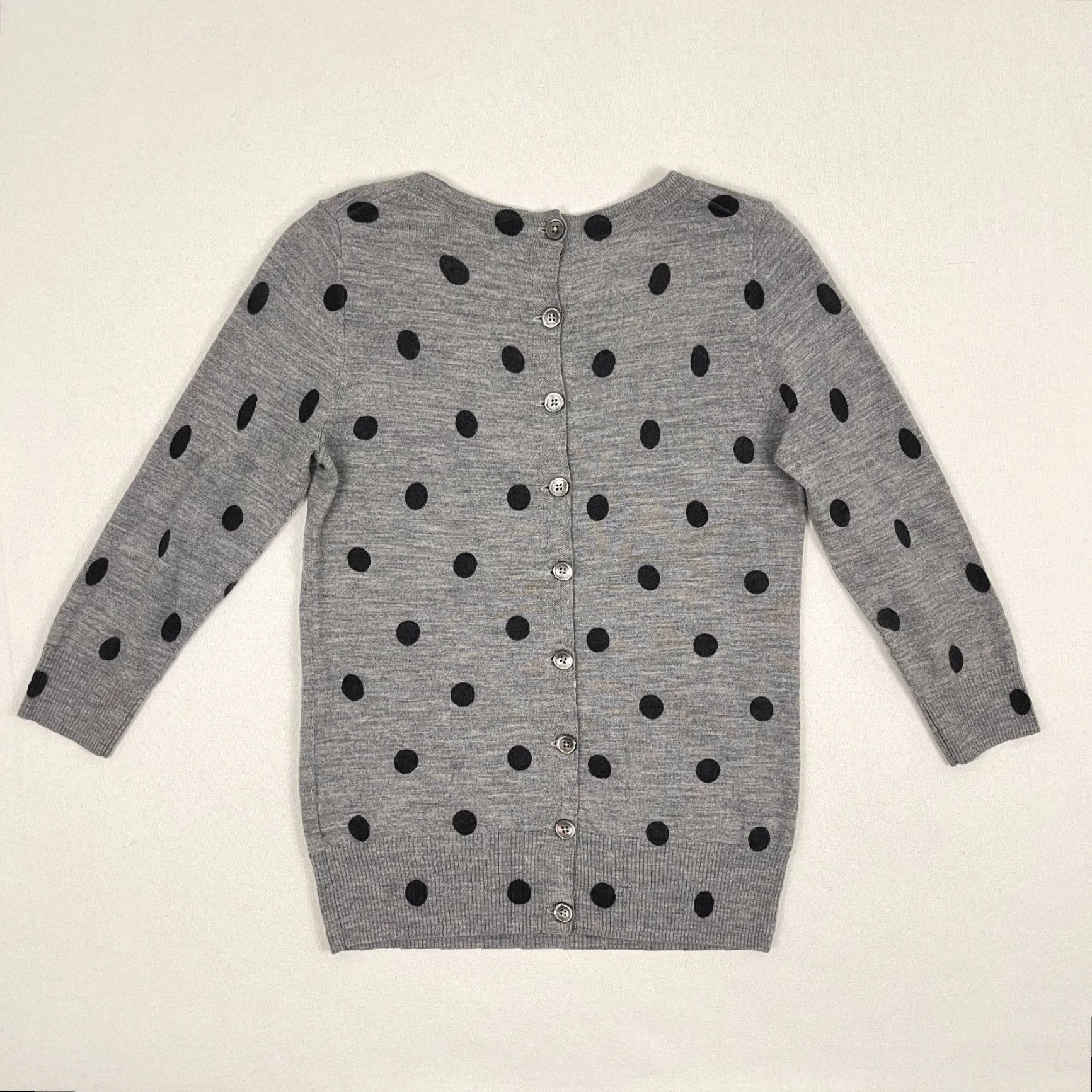 Boden Boden Sweater Womens UK 8 US 4 Wool Gray Black Polka Dot Button Back Pullover Size S / US 4 / IT 40 - 7 Thumbnail