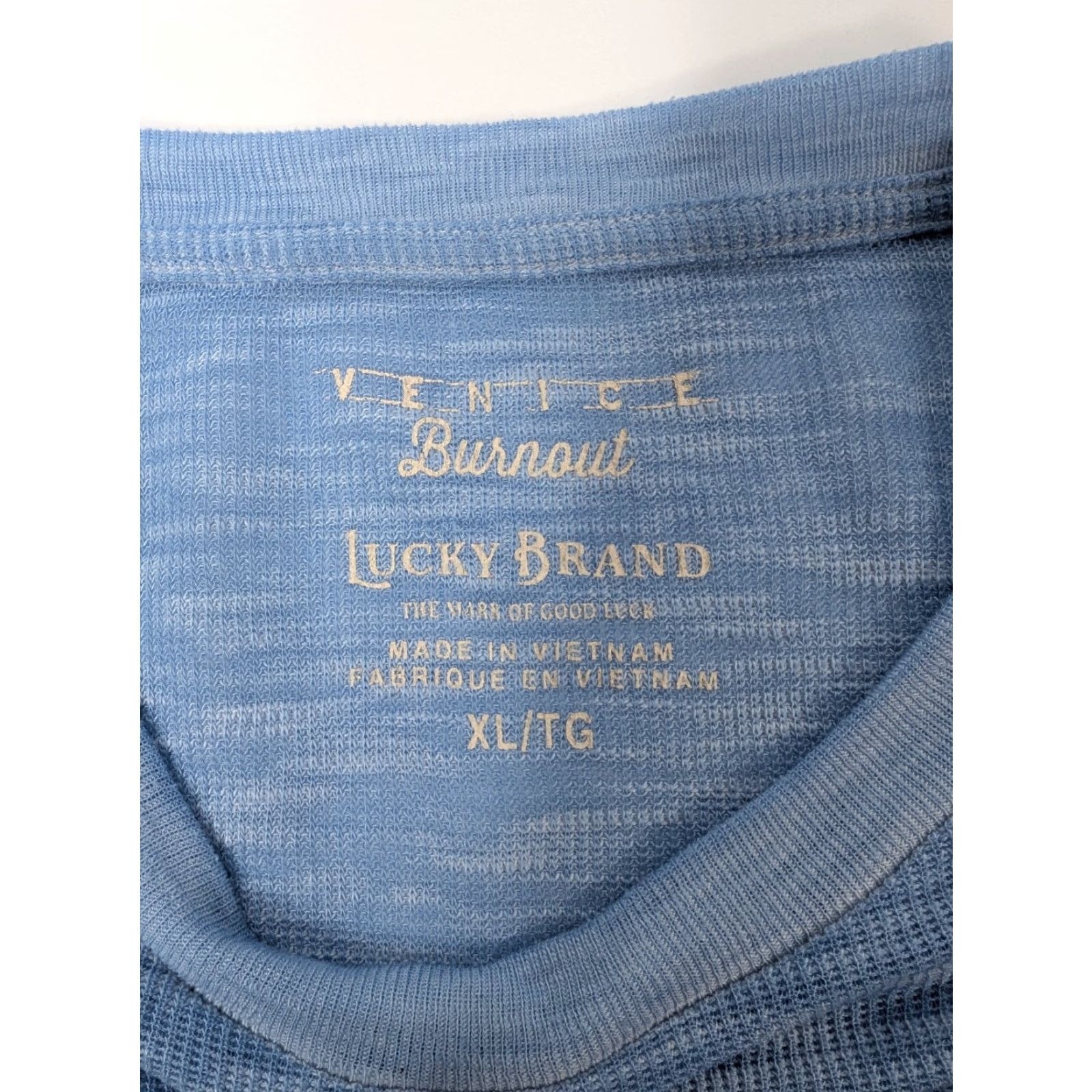 Lucky Brand Lucky Brand Tee Shirt - Men's XL Crew Neck Long Sleeve Blue Pocket Burnout 100% Cotton/Polyester Shirt Size US XL / EU 56 / 4 - 7 Thumbnail