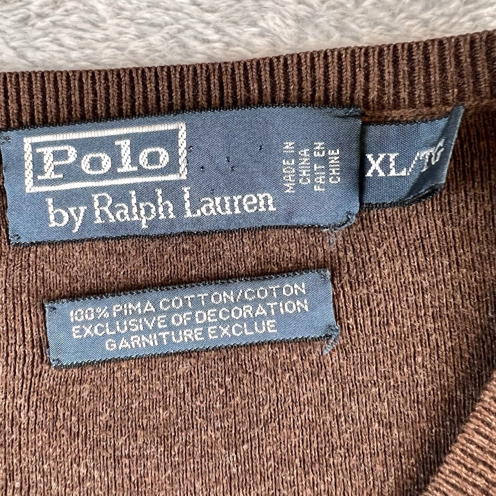 Polo Ralph Lauren VTG Polo Ralph Lauren V Neck SweatER Pima Cotton Mens XL Brown Logo Zipper Knit Pullover Casual, Travel 3-Season Sports Mens XL Brown Size US XL / EU 56 / 4 - 3 Thumbnail