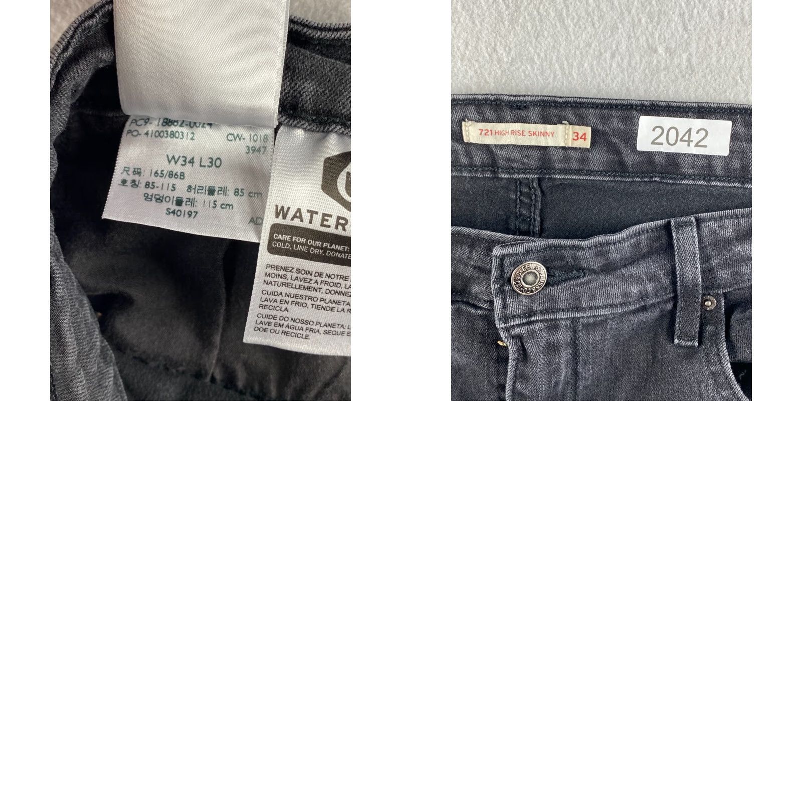 Levi's Levis Jeans Women's 34 Black 721 High Rise Skinny Stretch Denim Dark Wash Casual Size 24" / US 00 / IT 34 - 11 Thumbnail