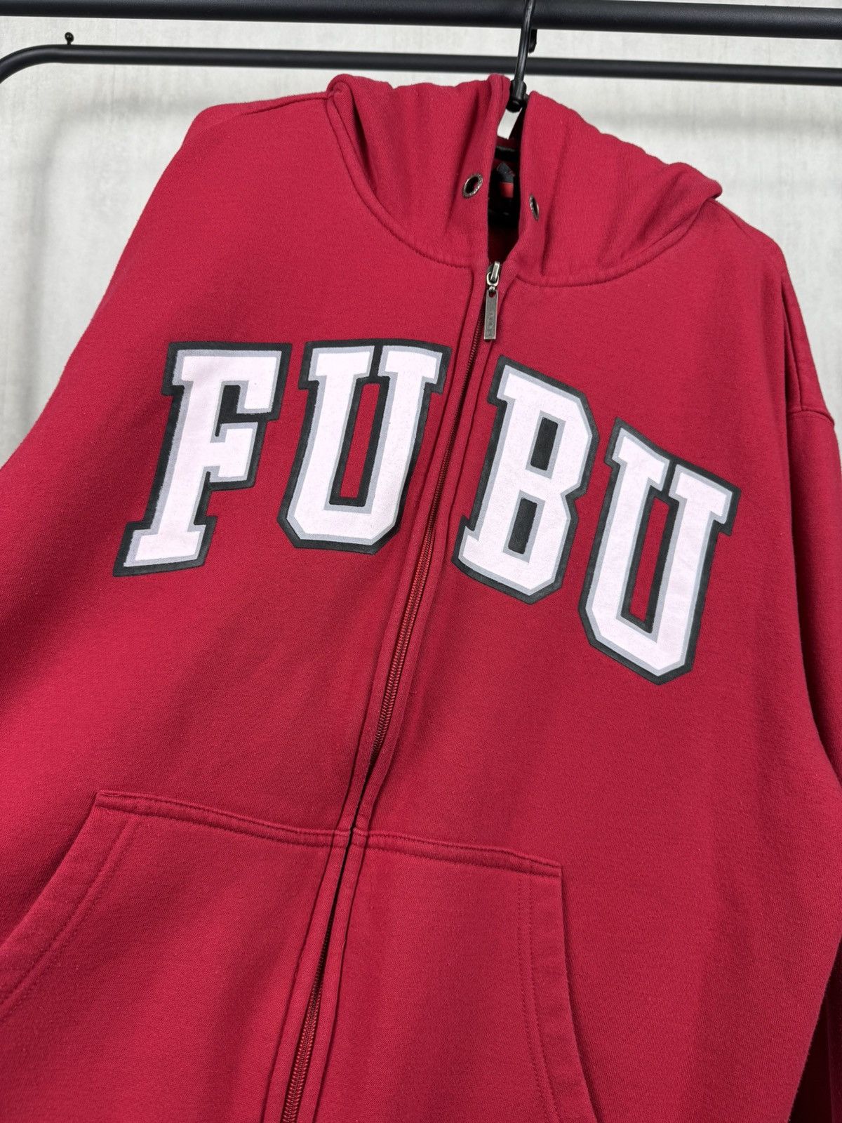 Fubu × Vintage Vintage Fubu Red Zip Up Hoodie Size L-XL Size US L / EU 52-54 / 3 - 7 Thumbnail