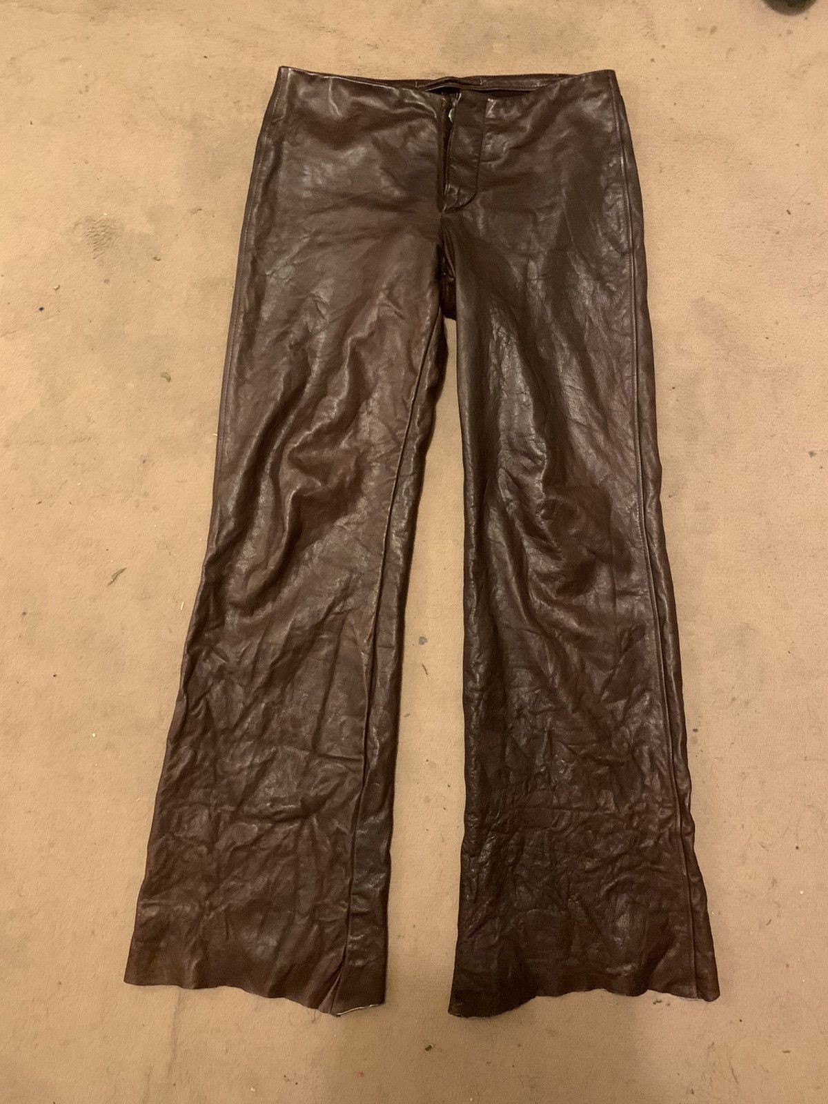 Carpe Diem Carpe Diem Burgundy Leather Pants Size US 30 / EU 46 - 1 Thumbnail