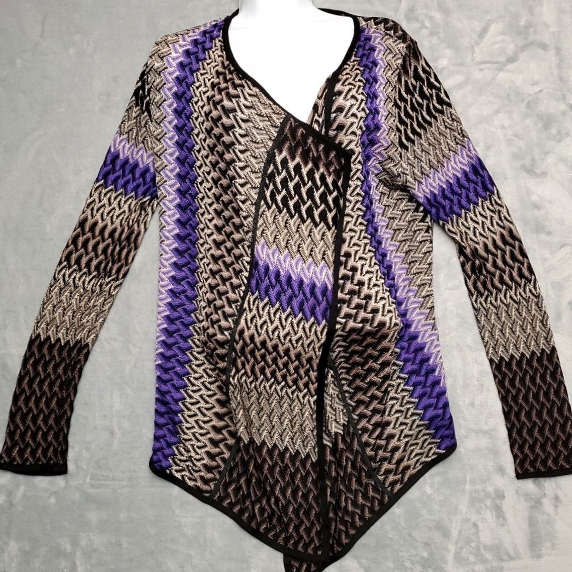 Vintage Chicos Cardigan Womens S Purple 100% Rayon Open Front Drape Casual | Cardigan | Women | Small Purple Rayon Open Front Cardigan Given Size S / US 4 / IT 40 - 4 Thumbnail