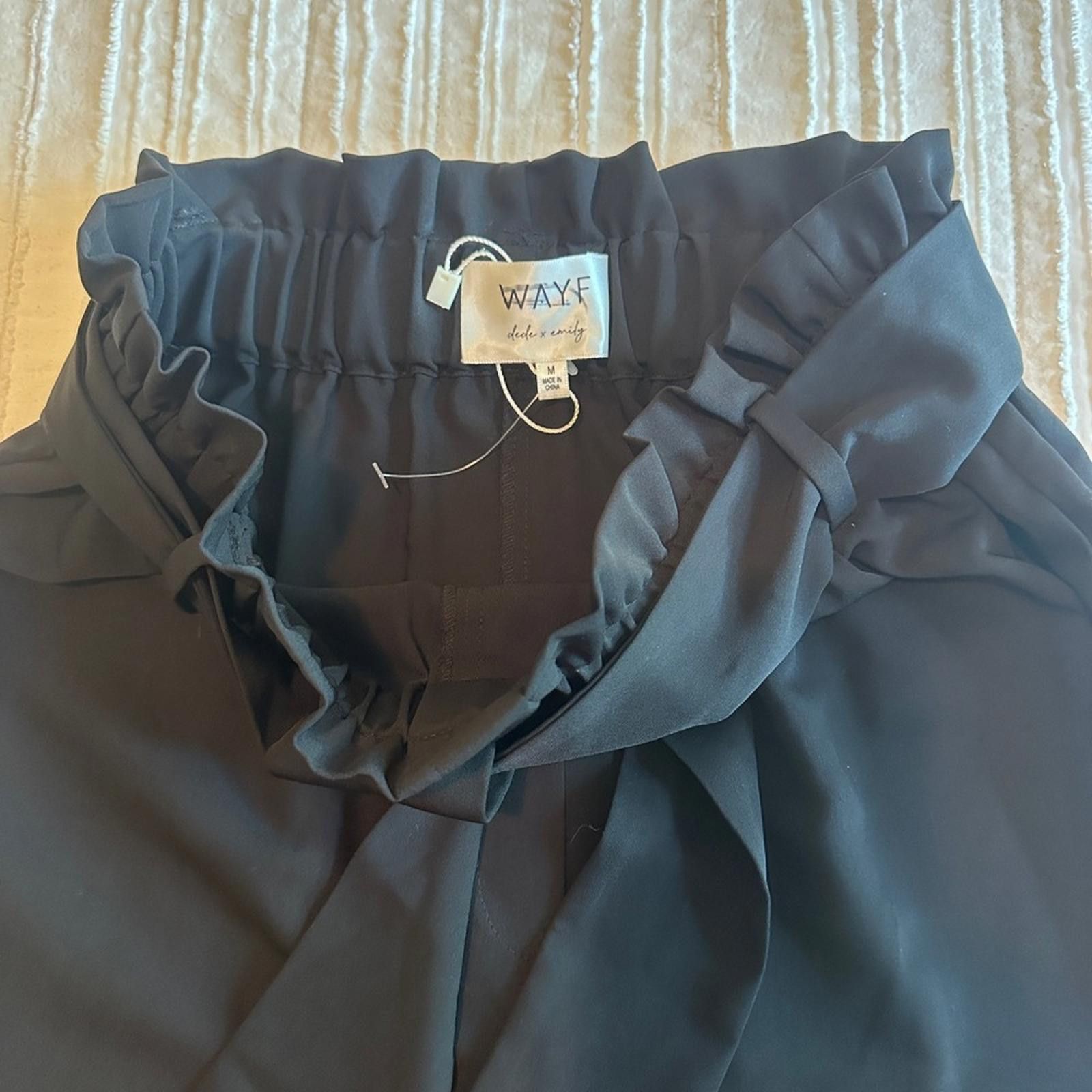 Lil Wayne Wayf Black Medium Pants Paper Bag Gaucho Wide Leg NWOT Size 32" / US 10 / IT 46 - 5 Thumbnail