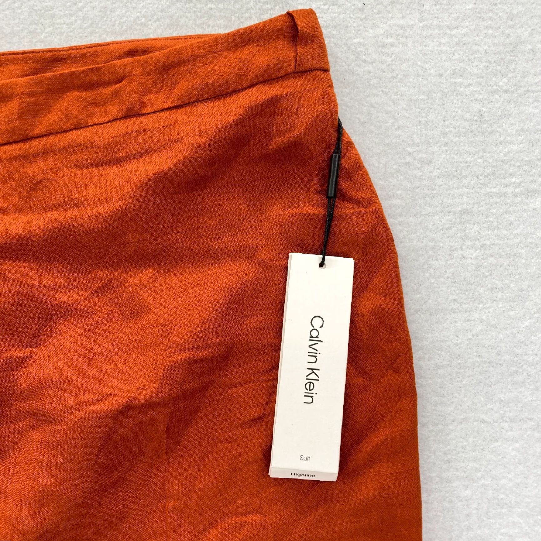 Calvin Klein Calvin Klein Highline Dress Pant Women's 14 Orange Linen Blend Tapered Leg Ankle Dress Pants Size 36" / US 14 / IT 50 - 3 Thumbnail