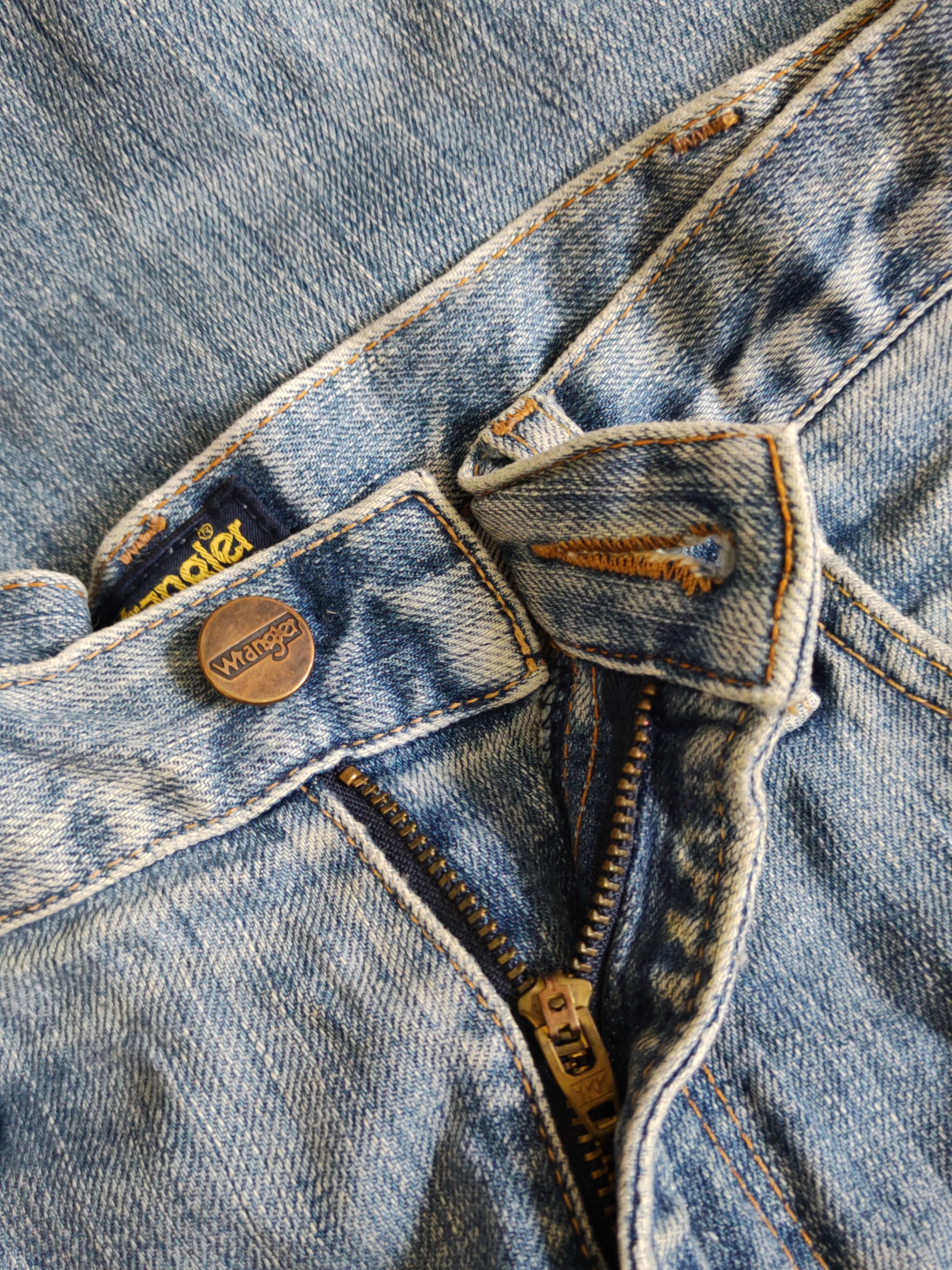Japanese Brand Wrangler Blue Faded Distressed Ripped Jeans #S2202 Size US 33 - 15 Thumbnail