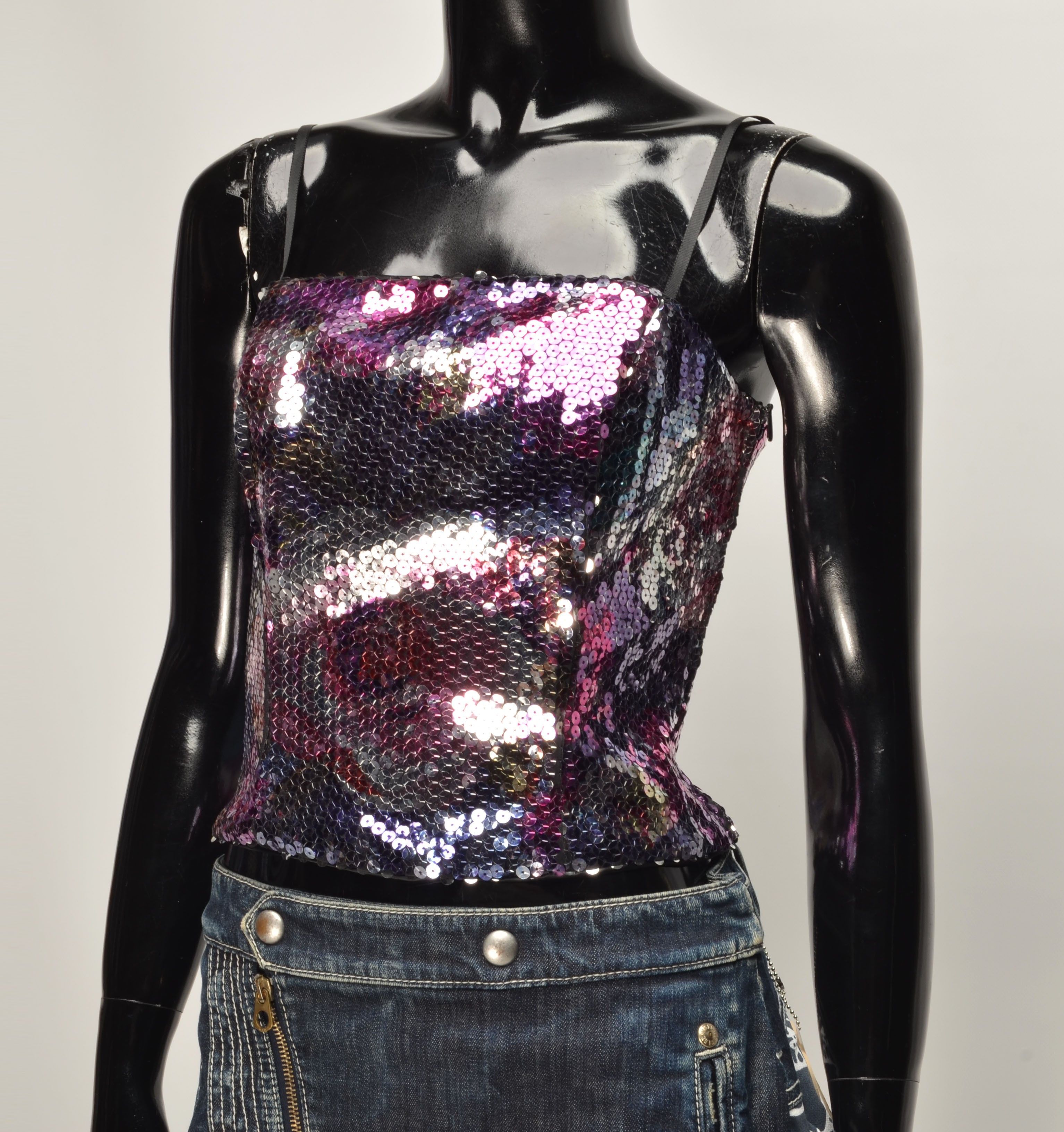 Designer Vera Mont France Embellished Y2K Glam Corset Style Top Size S / US 4 / IT 40 - 2 Thumbnail