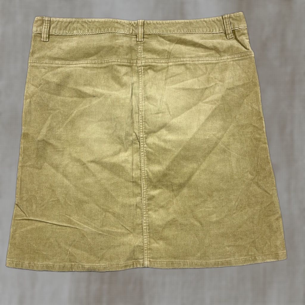 American Eagle Outfitters VINTAGE American Eagle Outfitters Skirt 14 Tan Khaki Corduroy Stretch Double Slit Mini Beige 90s Womens Size 36" / US 14 / IT 50 - 1 Thumbnail