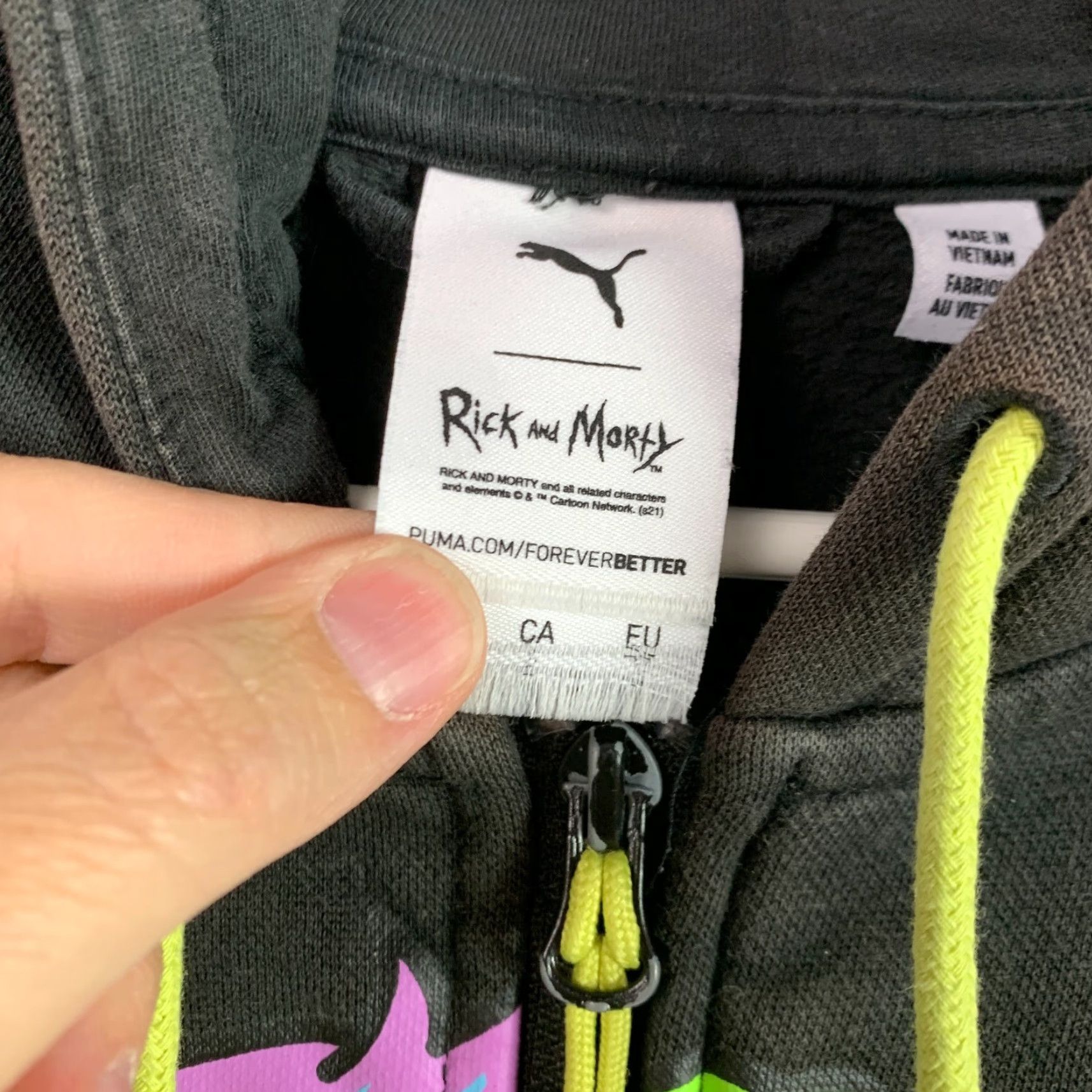 Puma PUMA Hoodie Mens Large Black Full Zip Hooded Jacket Adult Swim Rick & Morty Size US L / EU 52-54 / 3 - 7 Thumbnail