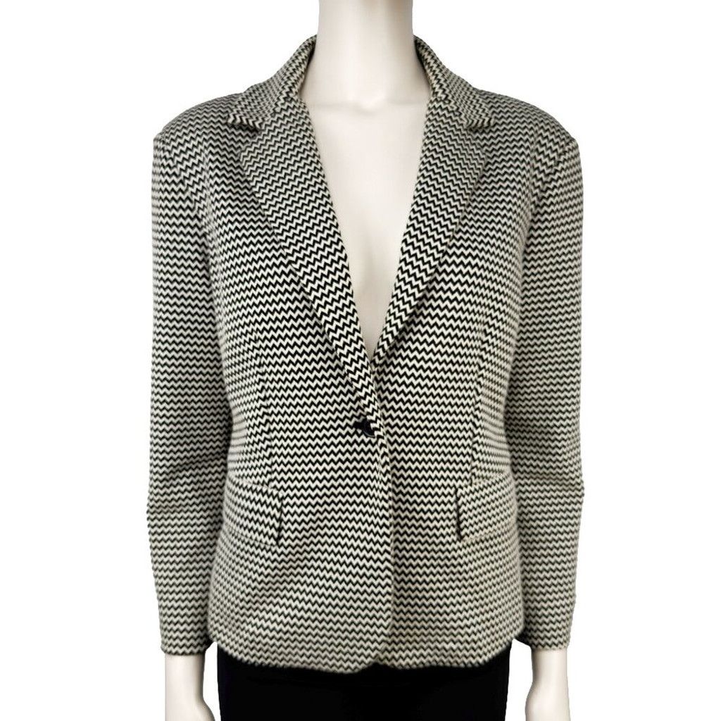 Max Mara MAXMARA Weekend Soft Cropped Black & White Blazer Sz L Size L / US 10 / IT 46 - 1 Thumbnail