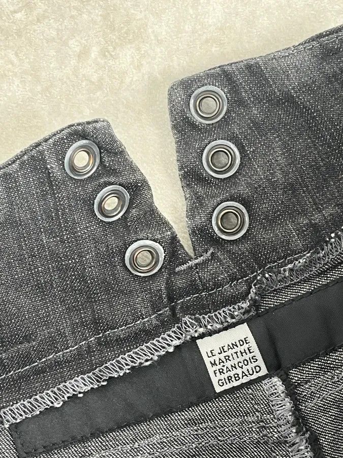 Marithe + Francois Girbaud 2000s Marithé + François Girbaud Dark Grey Avant-Garde Flared Denim Jeans Size US 30 / EU 46 - 11 Thumbnail